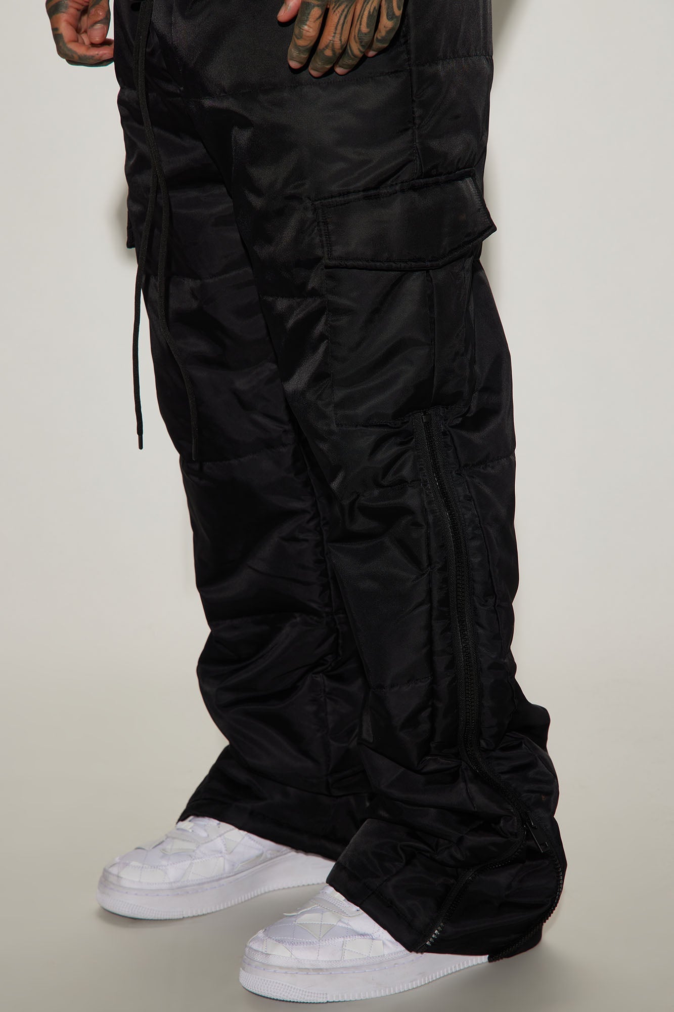 Ride With Me Baggy Padded Nylon Pants - Black