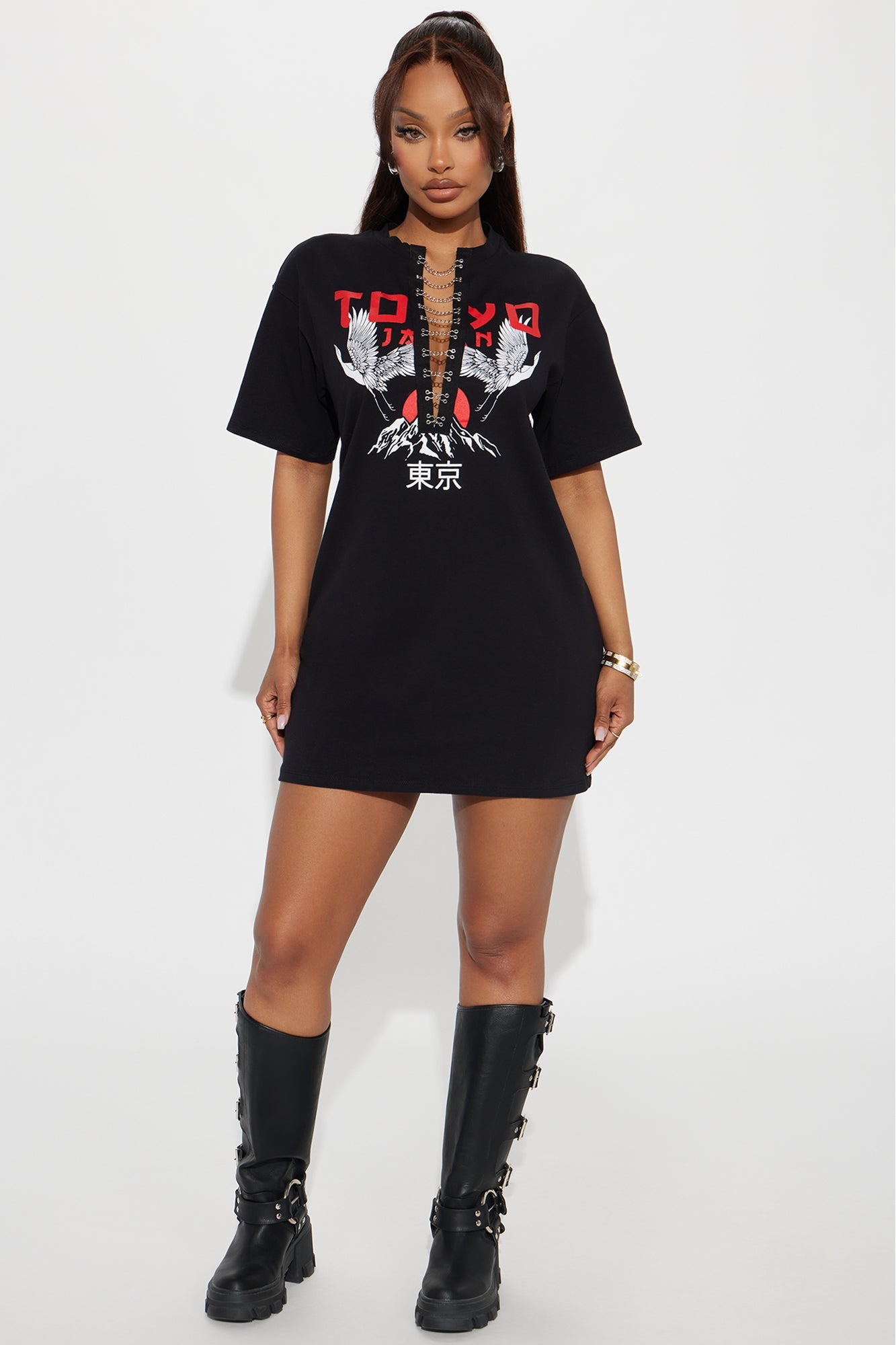 Tokyo Drift Tshirt Mini Dress - Black