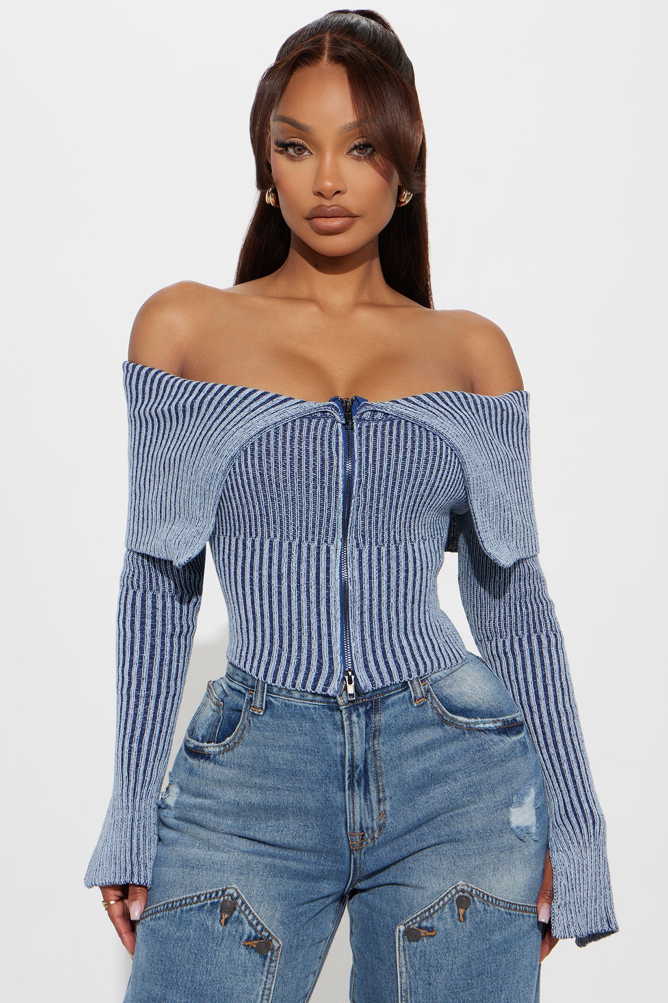 On Your Mind Washed Sweater - Blue