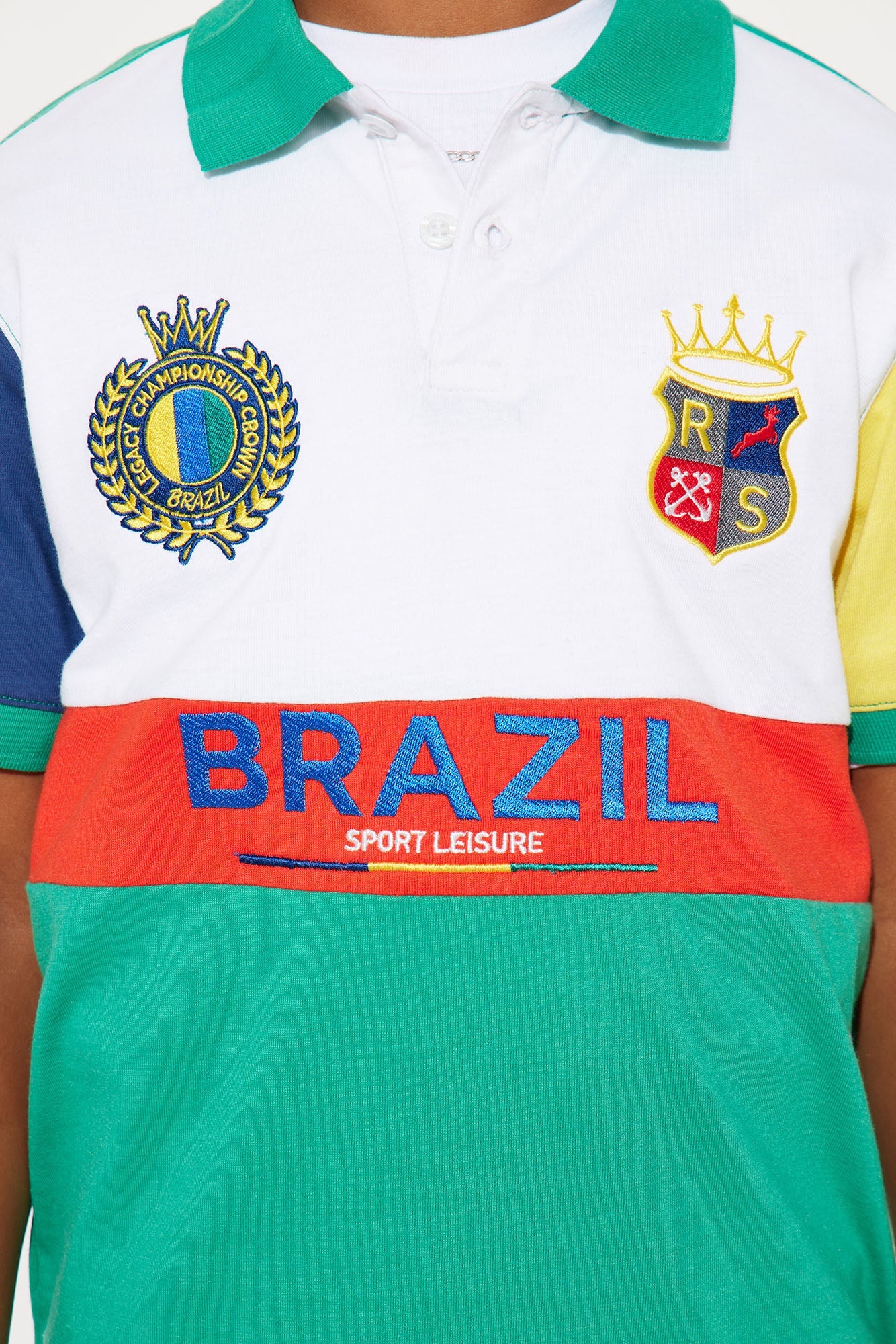Mini Brazil Sport League Polo Knit Top - Green