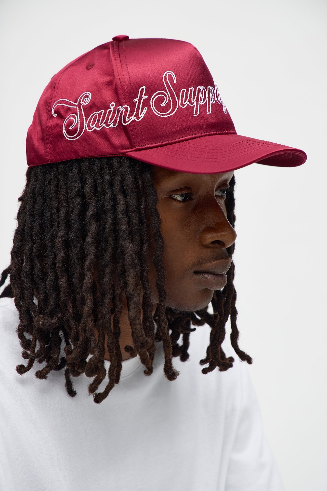 Saint Supply Co Satin Structured Snapback Hat - Burgundy