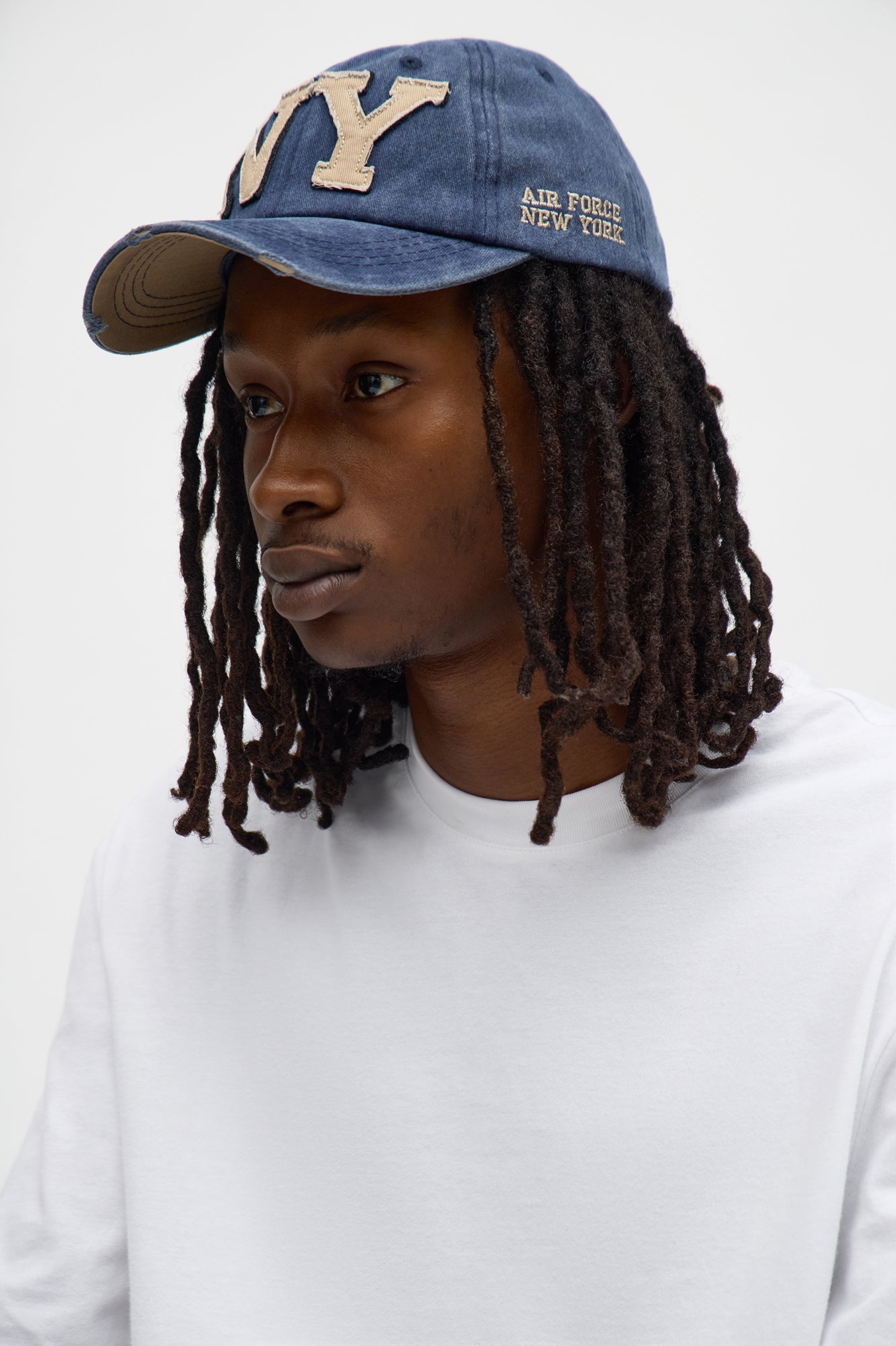 NY Patchwork Washed Baseball Hat - Navy
