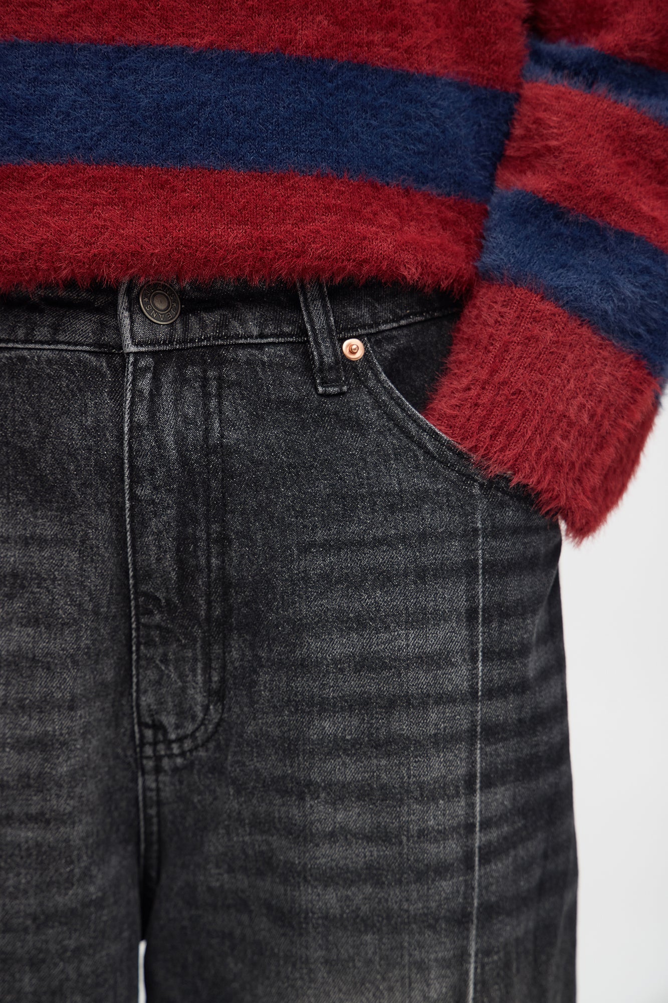 Baggy Faux Pleat Jean - Black Wash