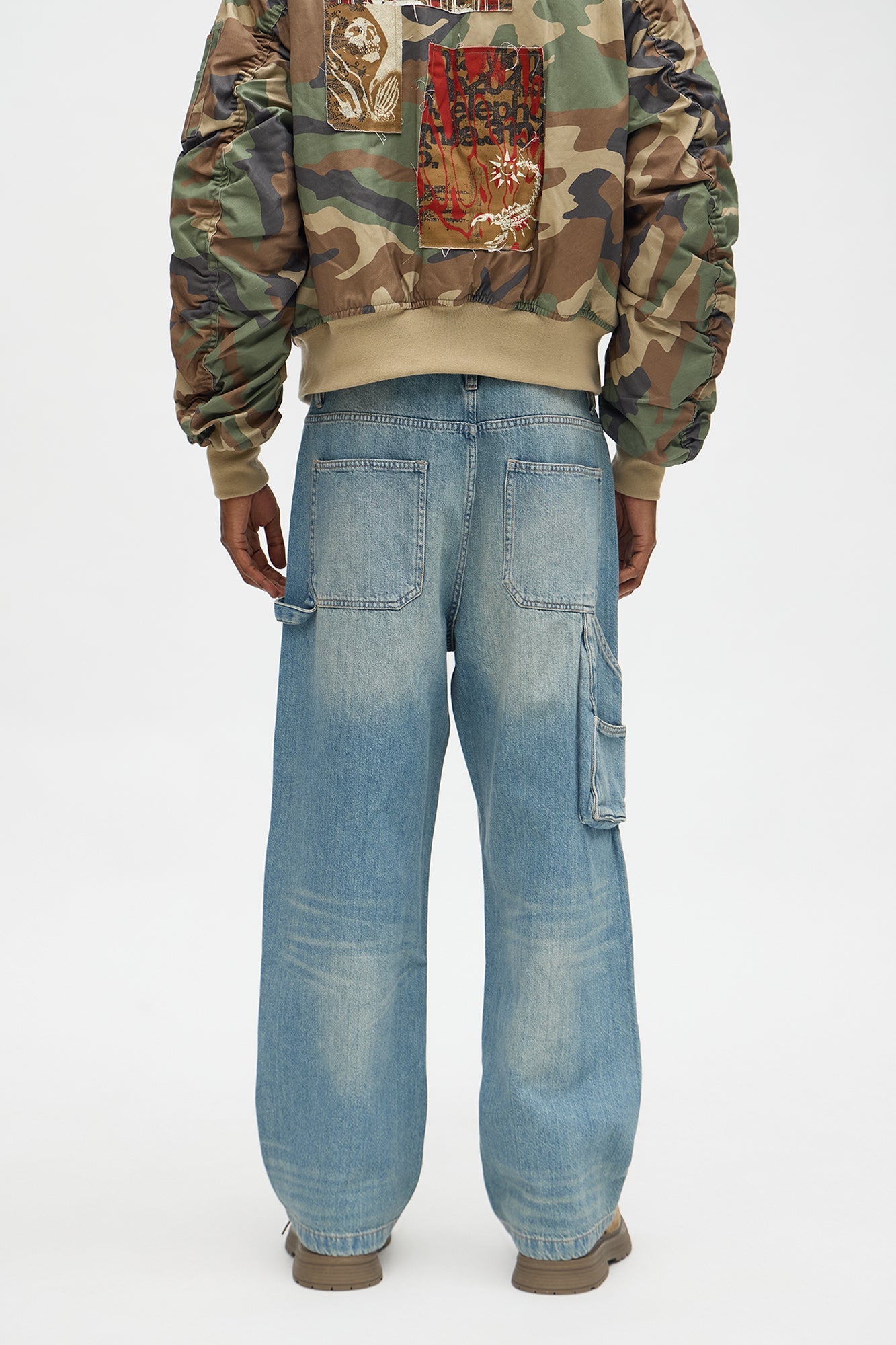 Baggy Double Knee Jean - Medium Blue Wash