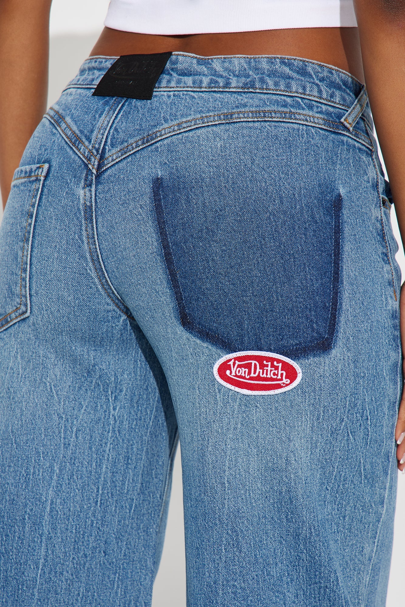 Von Dutch Flame Wide Leg Jeans - Medium Wash