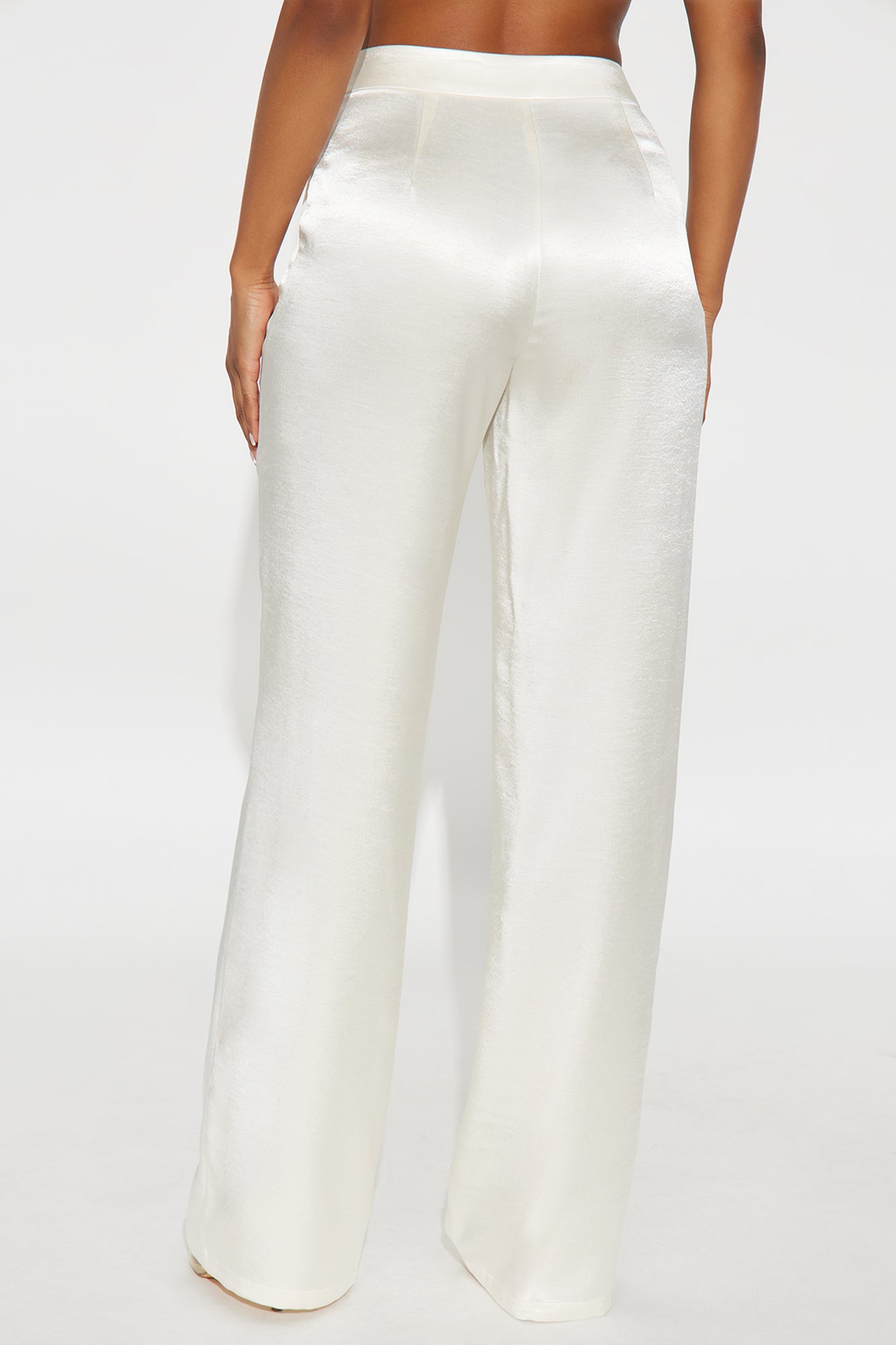 Selena Satin Wide Leg Pants 33″ - Ivory