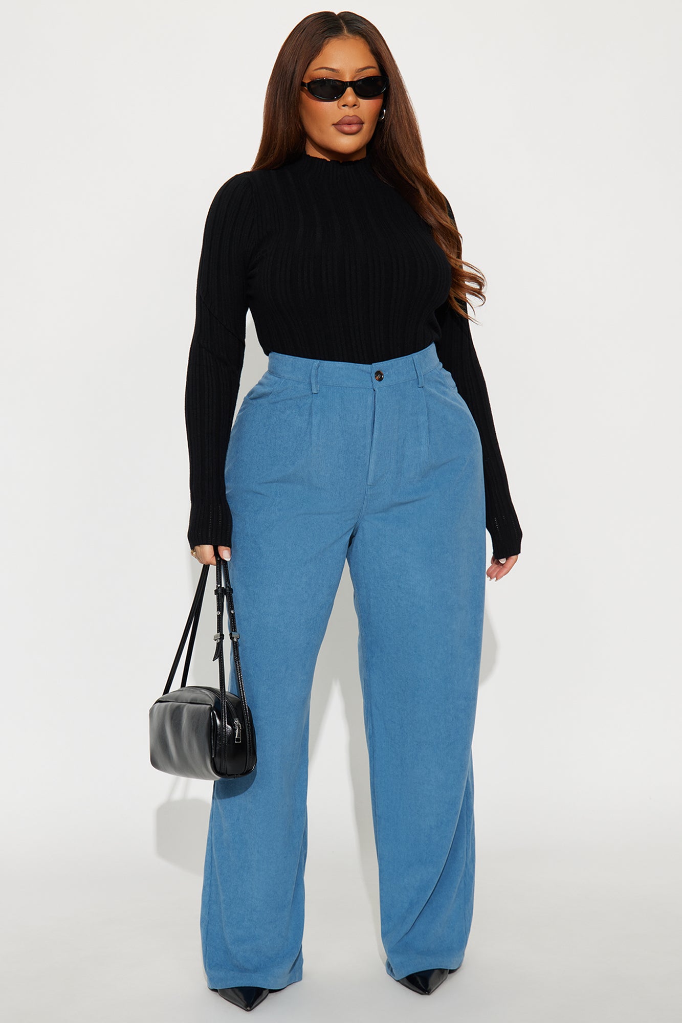 Everyday Casual Corduroy Wide Leg Pant 32″ - Blue
