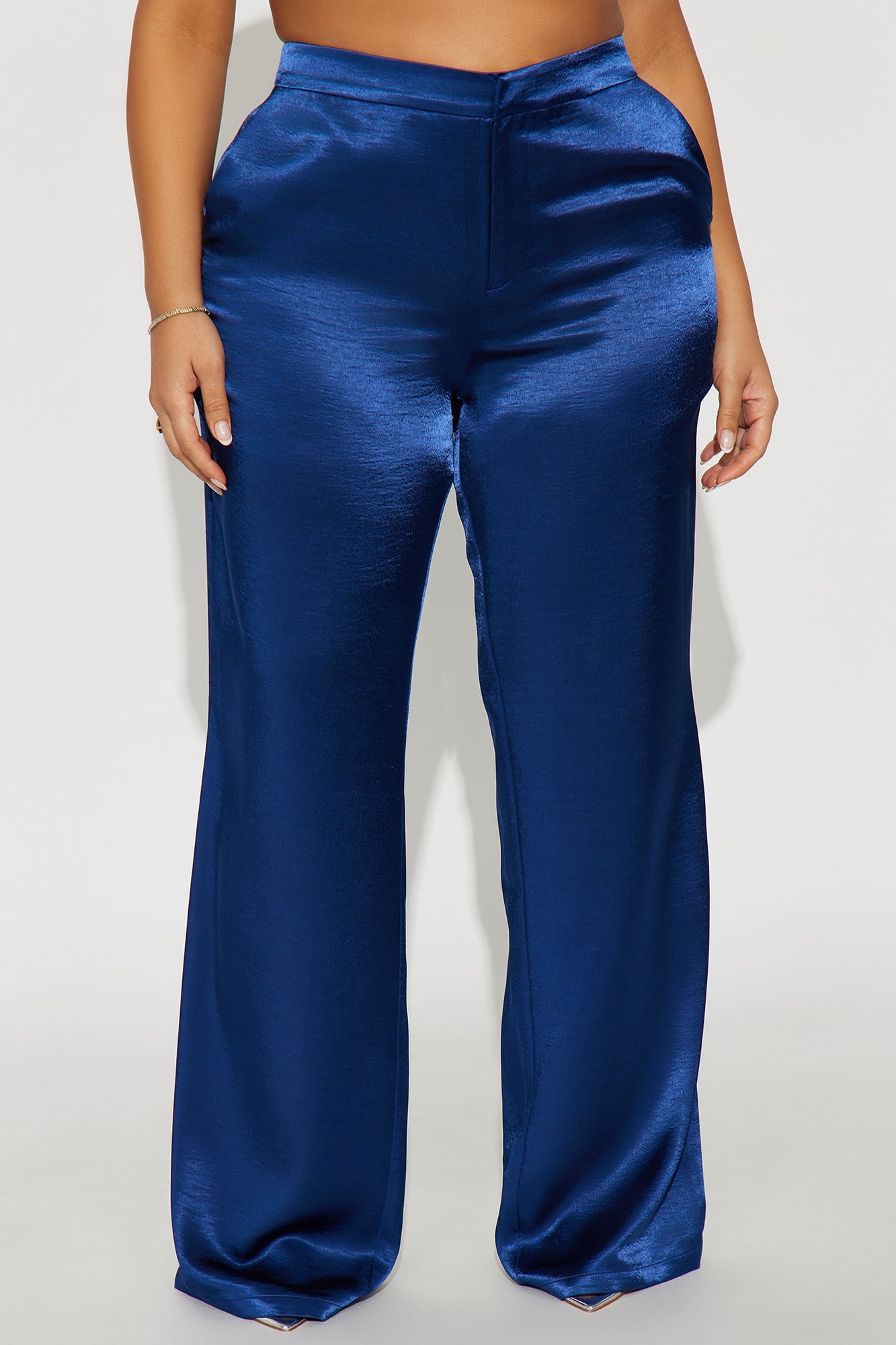 Selena Satin Wide Leg Pants 33″ - Navy