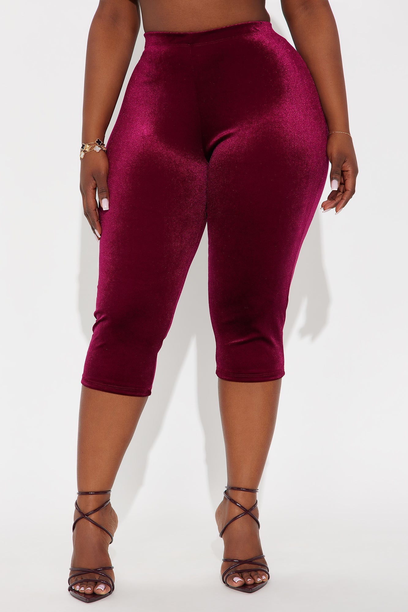 Analisa High Rise Velvet Capri Legging 19″ - Wine