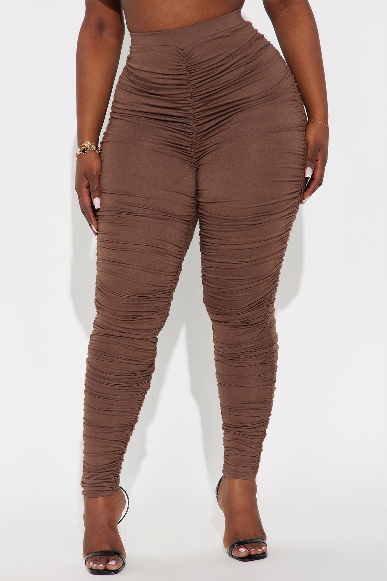 Perfectly Pinched Ruched High Rise Legging - Chocolate