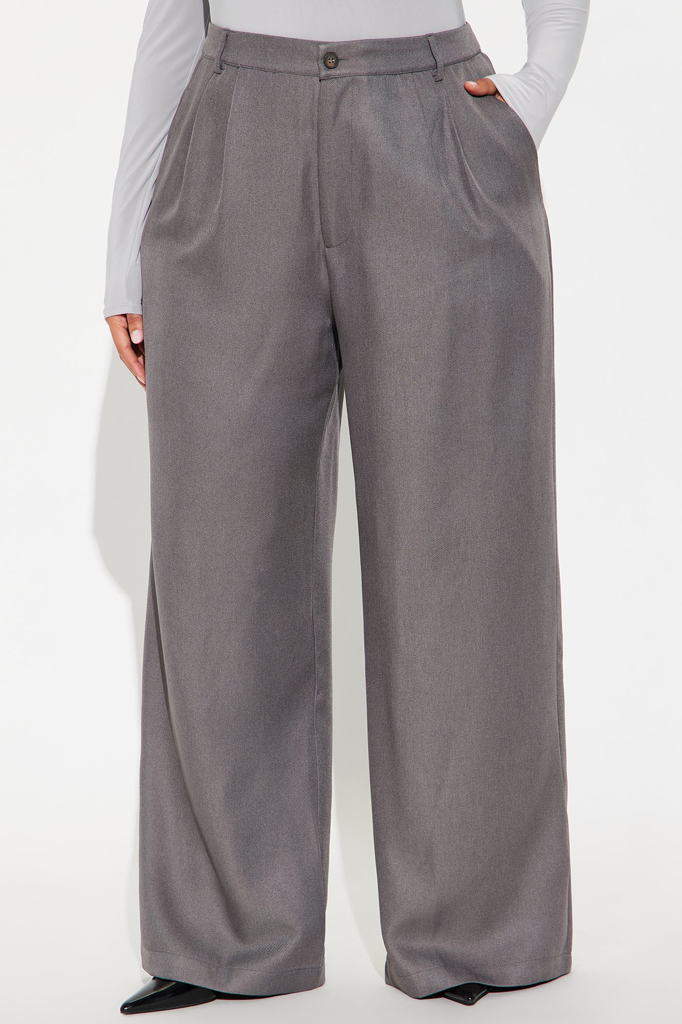 Rene Wide Leg Trouser Pant 32″ - Charcoal