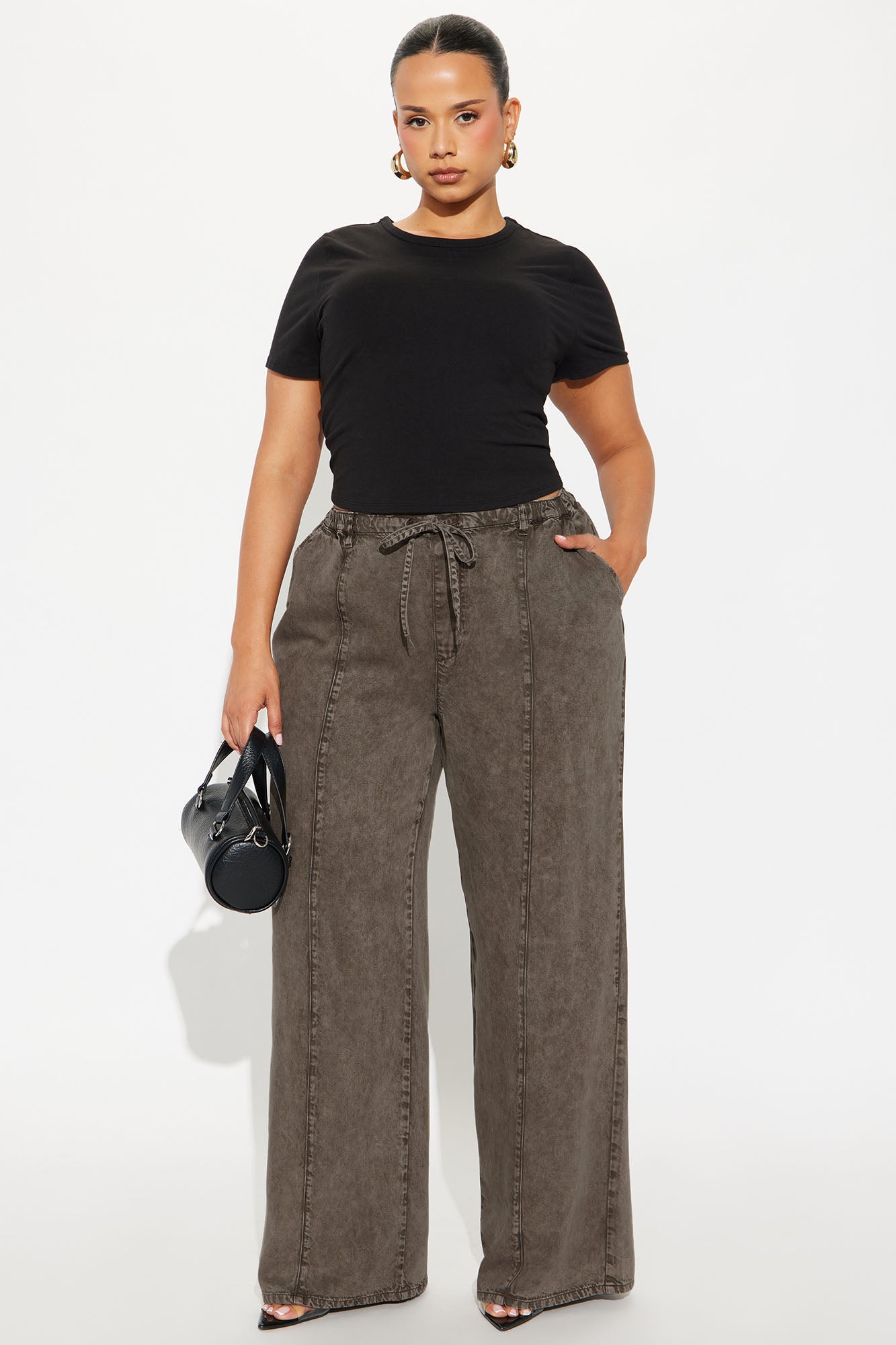 Okalani Washed Wide Leg Pant 33 - Military Green
