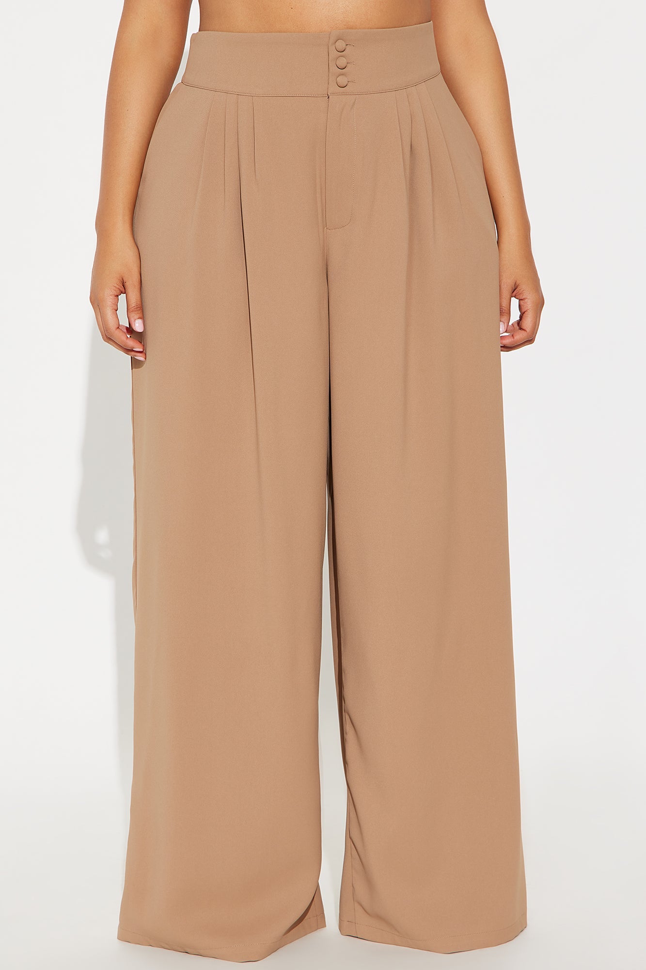 Clarabelle Wide Leg Crepe Trousers 33″ - Khaki