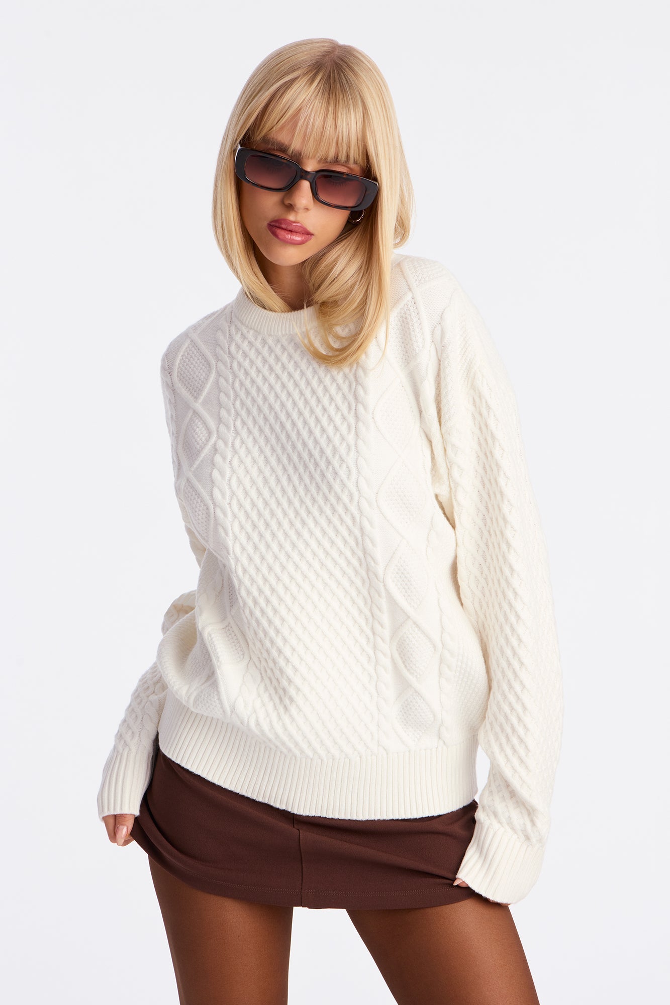 Azusa Cable Knit Sweater - Ivory