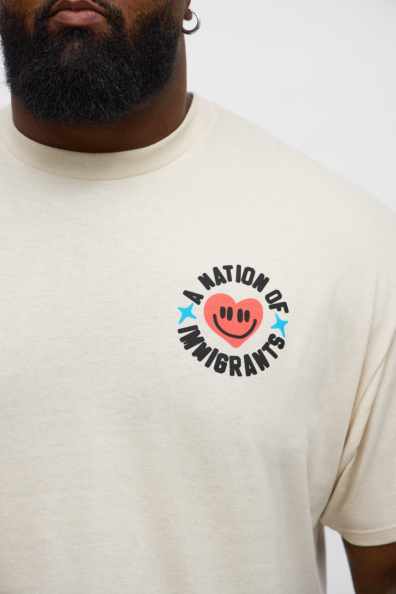 Immigrant Nation With Love Short Sleeve Tee - Natural
