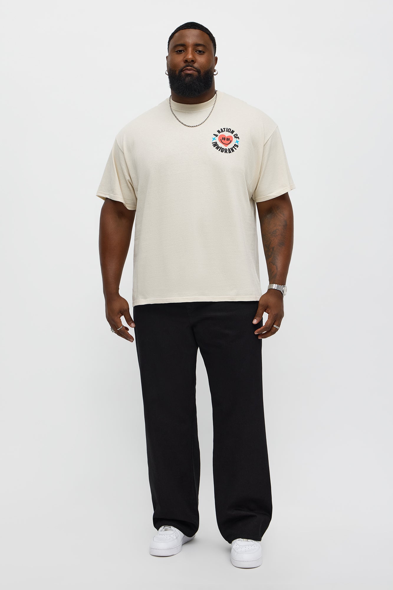 Immigrant Nation With Love Short Sleeve Tee - Natural