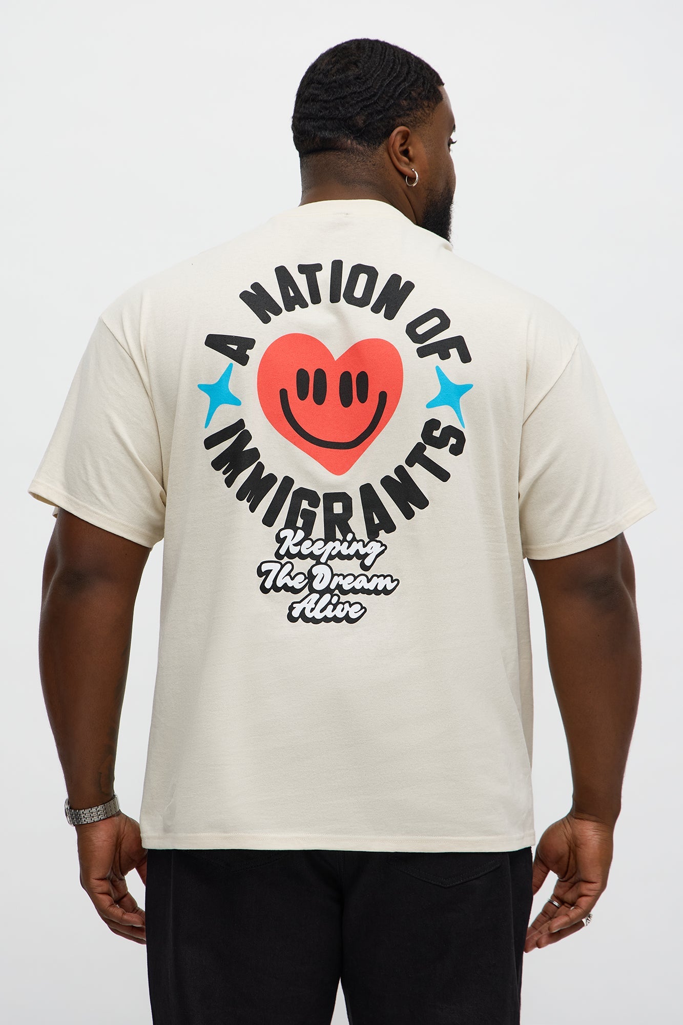 Immigrant Nation With Love Short Sleeve Tee - Natural