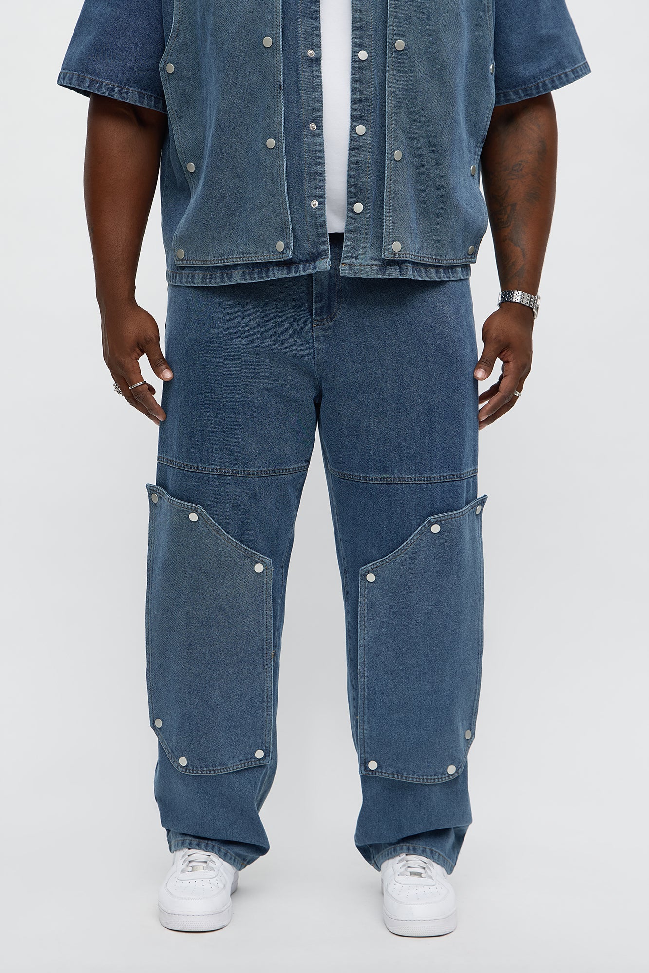 Straight Utility Snap Panel Jean - Dark Wash