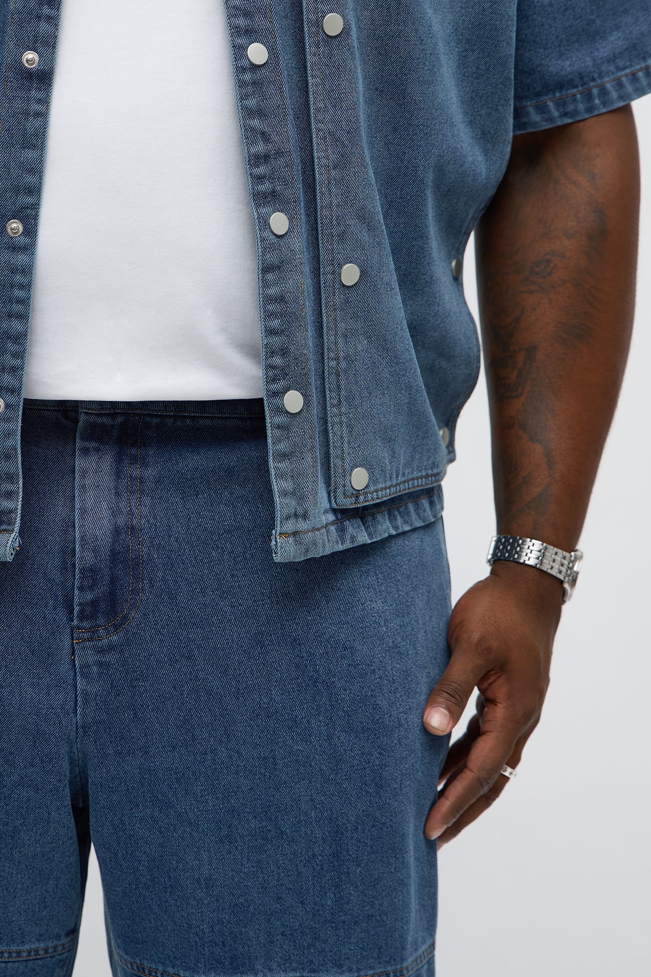 Straight Utility Snap Panel Jean - Dark Wash
