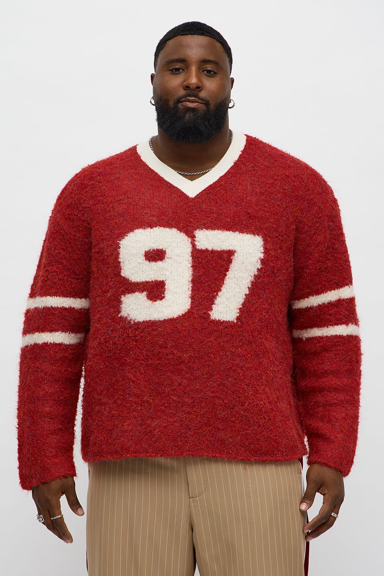 Boxy Winning Team Fuzzy Knit - Red