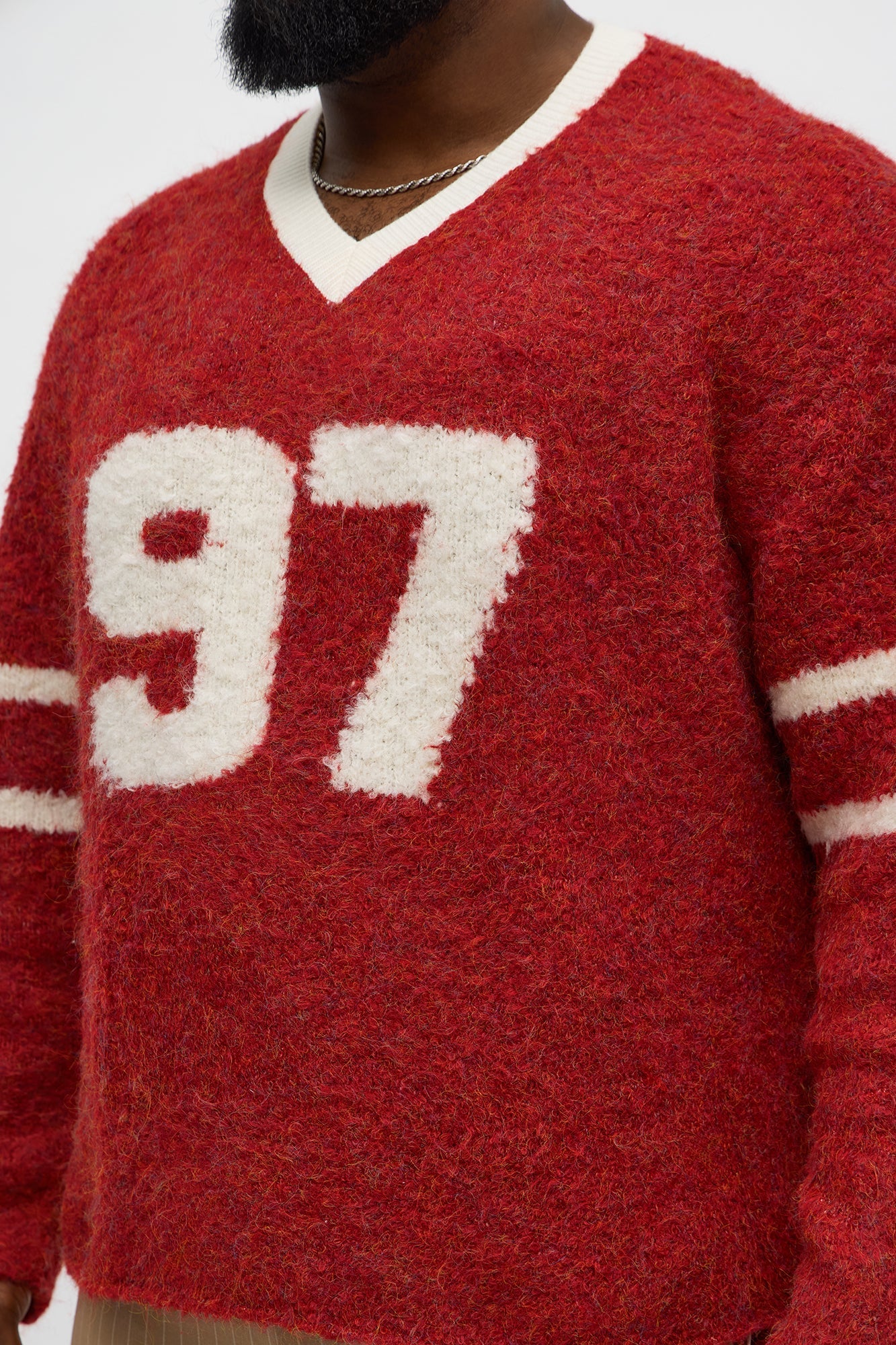 Boxy Winning Team Fuzzy Knit - Red