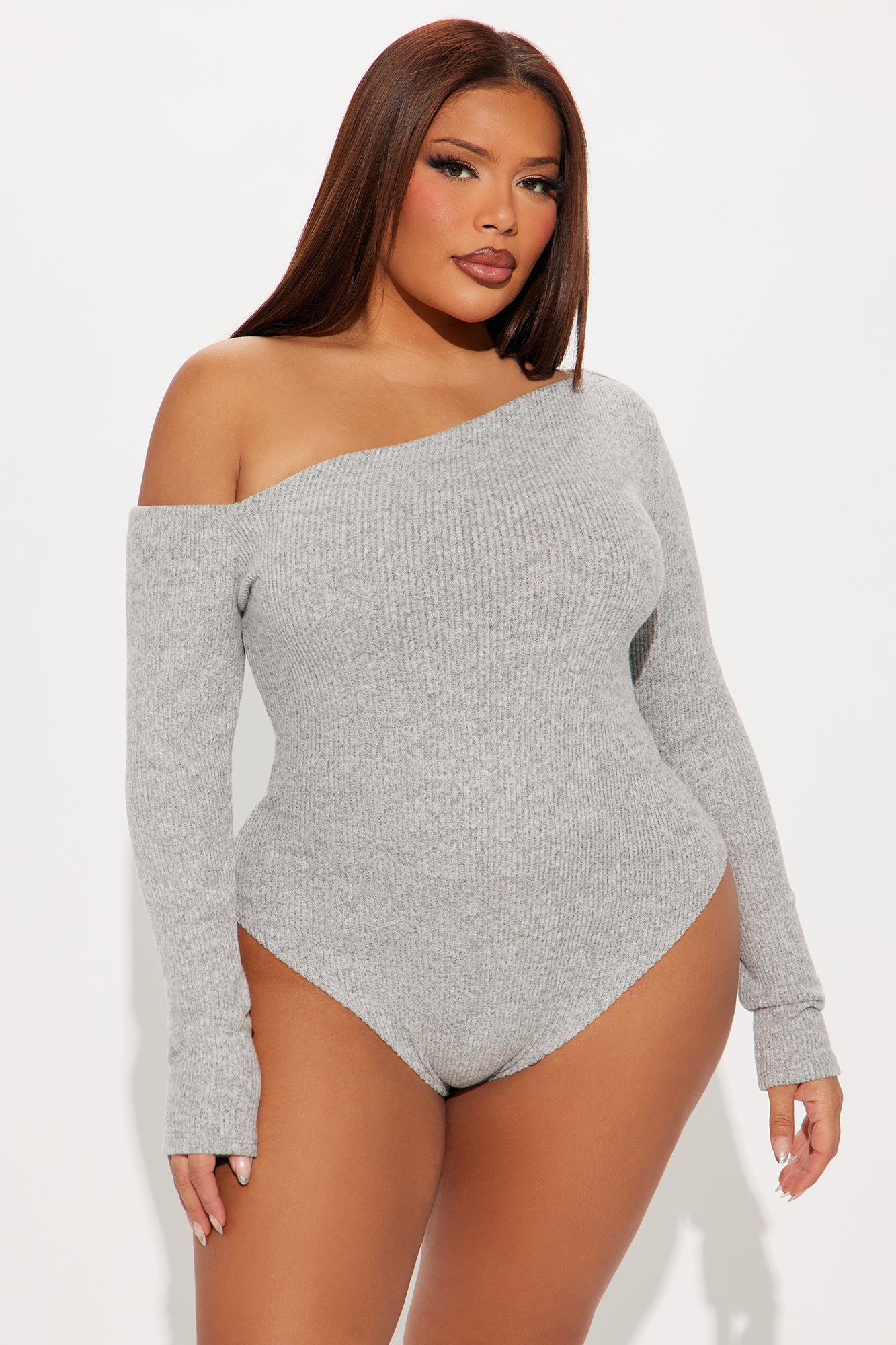 Naomi Ribbed Bodysuit - Heather Grey