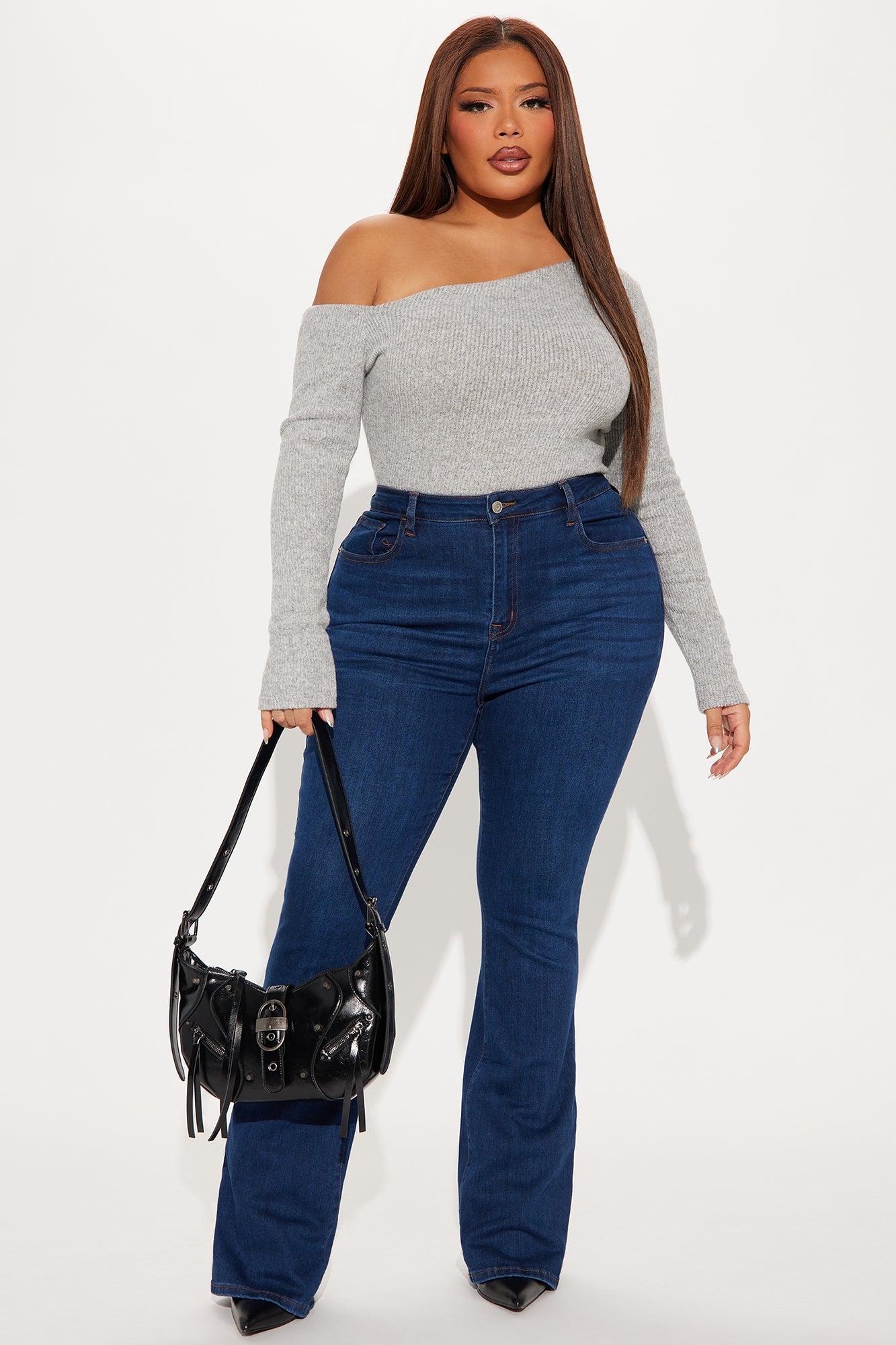 Naomi Ribbed Bodysuit - Heather Grey