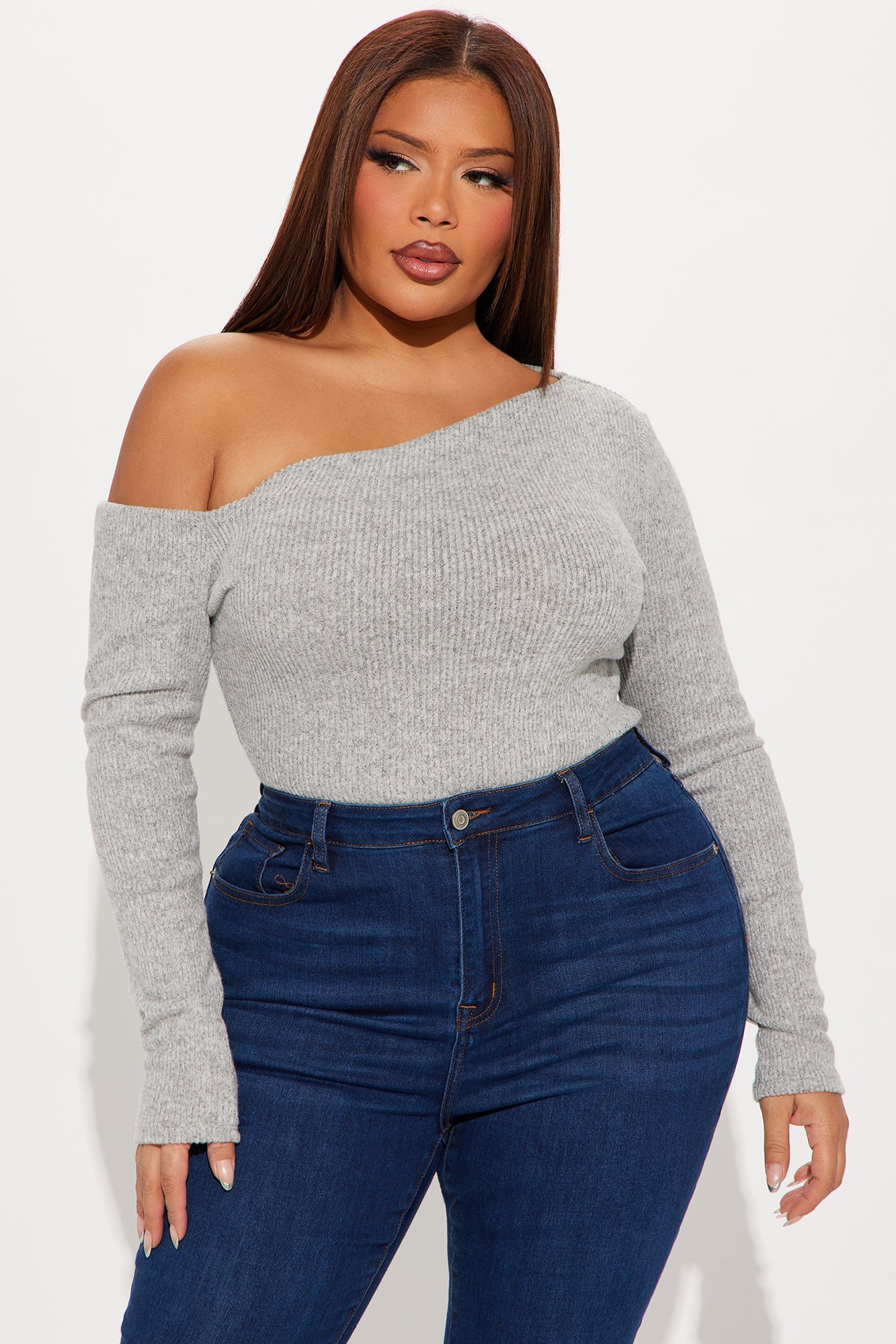 Naomi Ribbed Bodysuit - Heather Grey