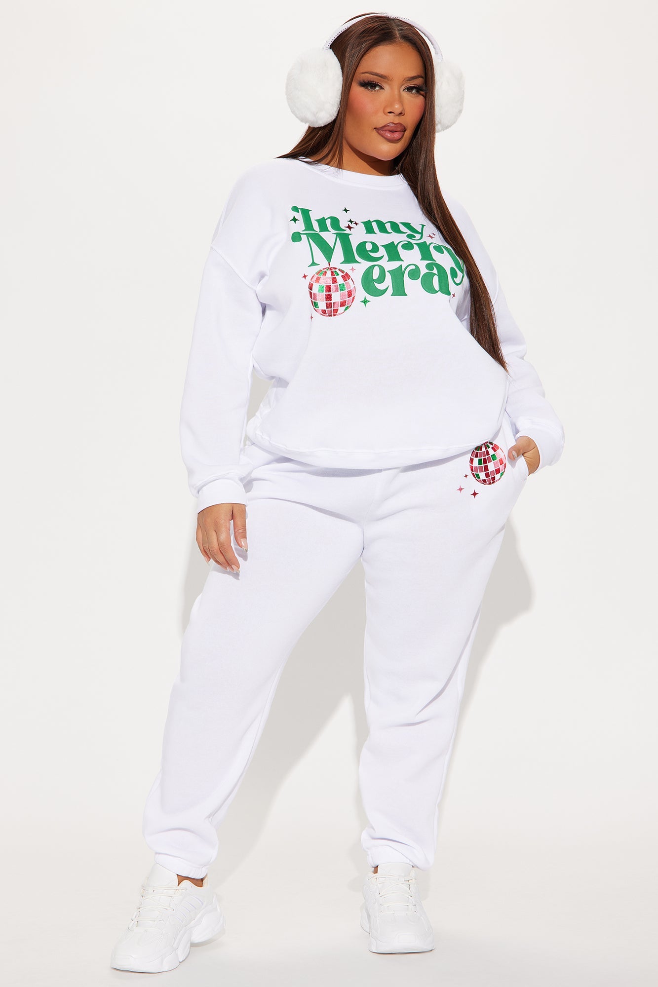 Christmas Spirit Fleece Pant Set - White