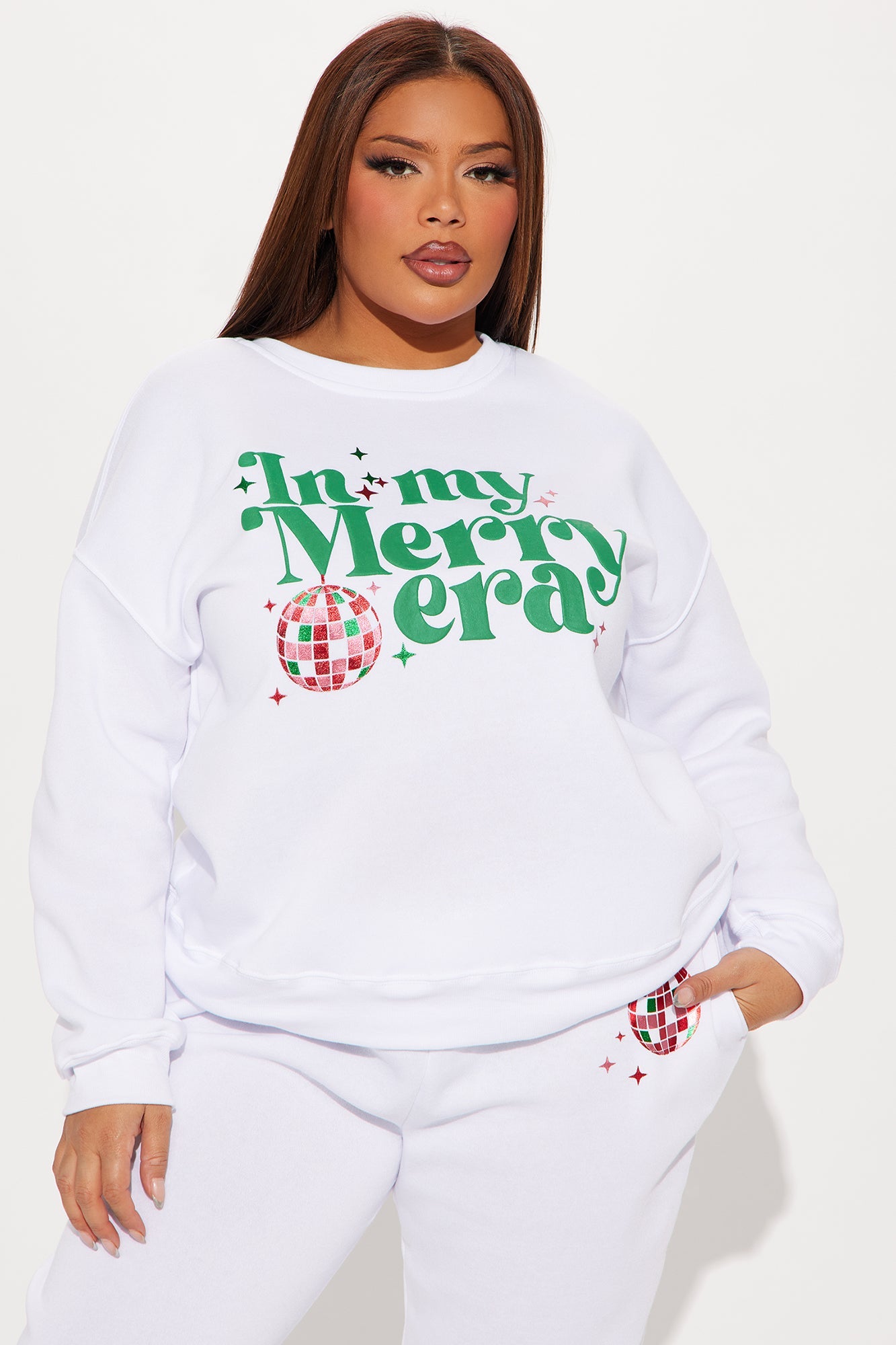 Christmas Spirit Fleece Pant Set - White