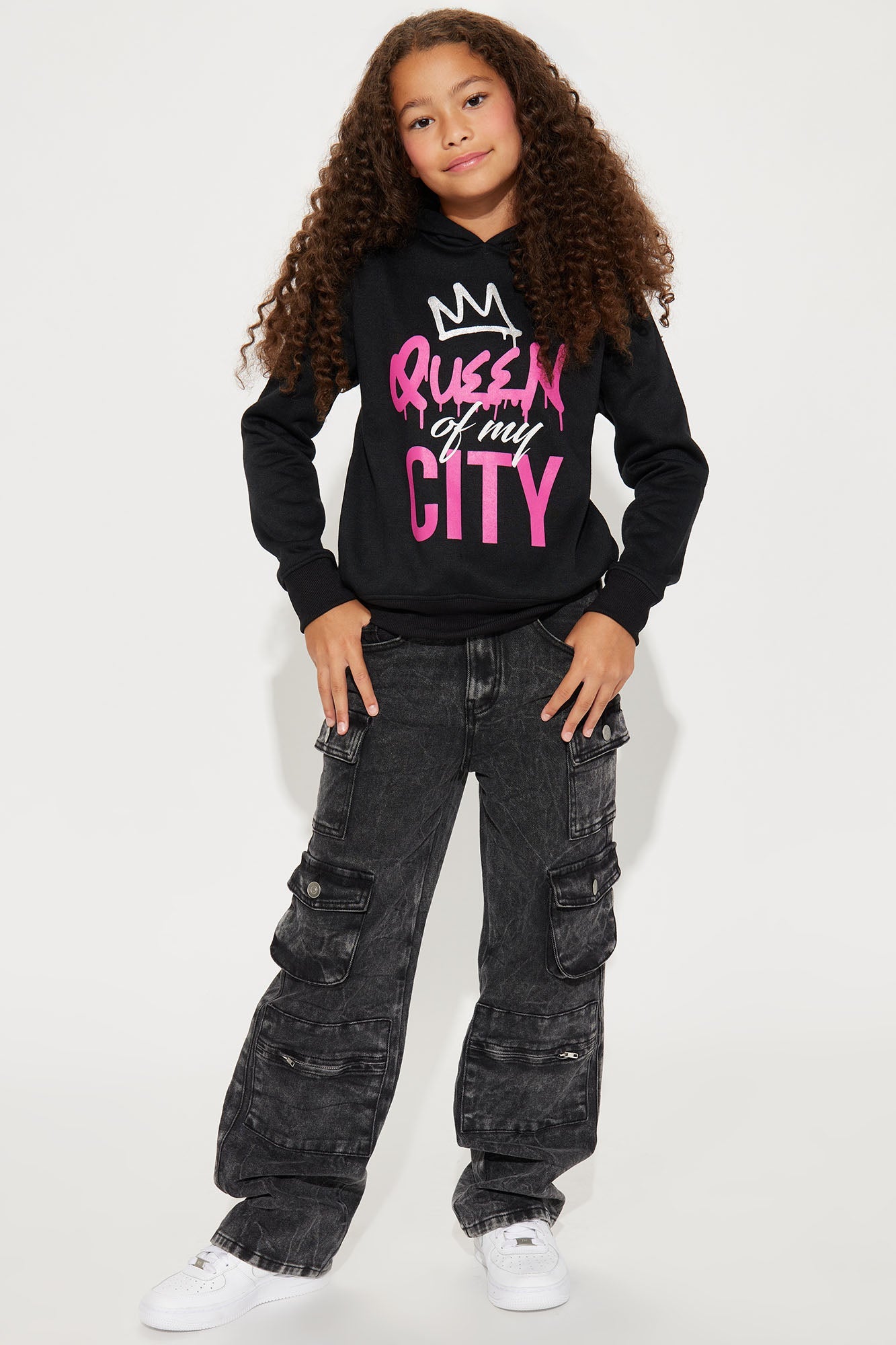 Mini Queen Of My City Fleece Hoodie - Black