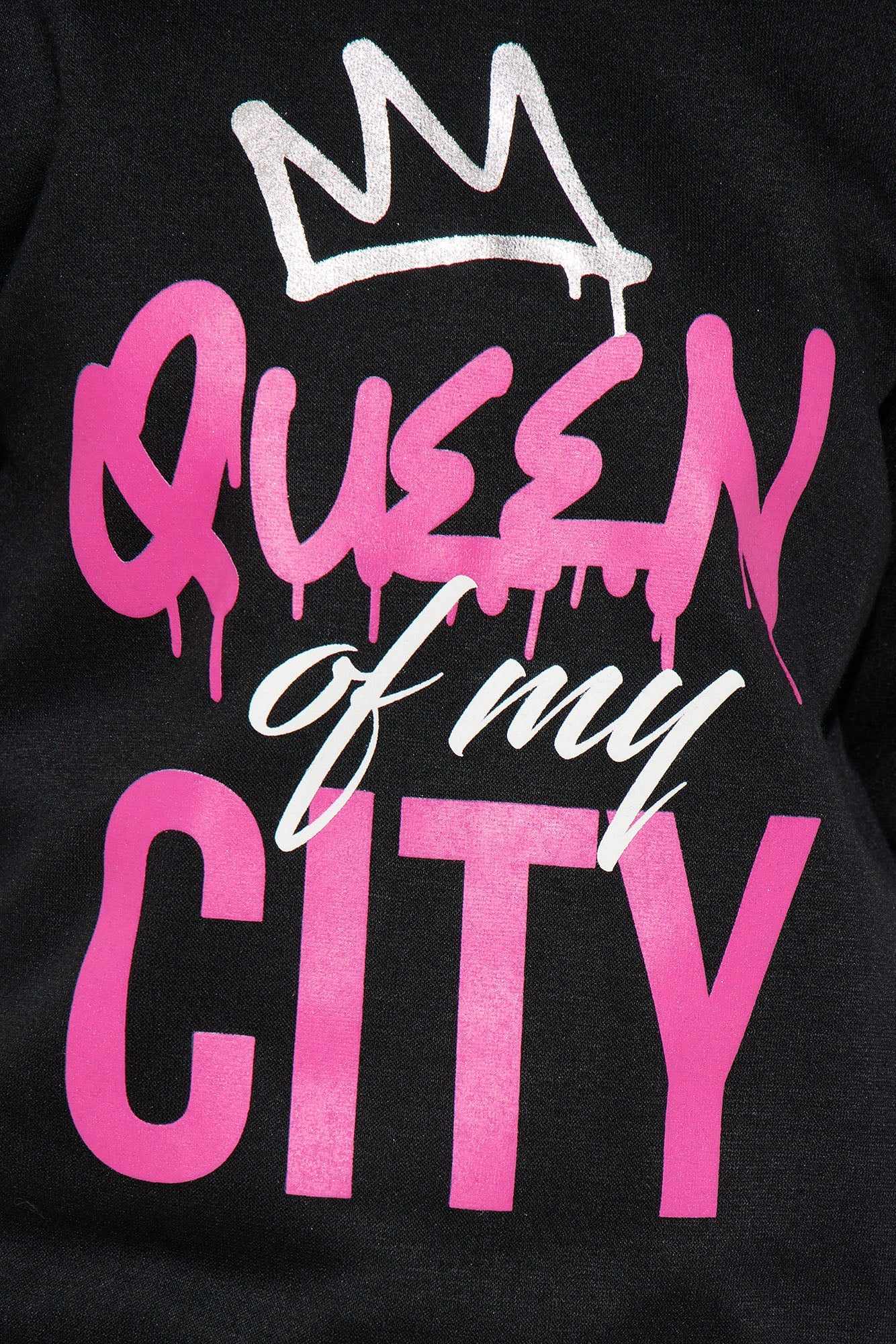 Mini Queen Of My City Fleece Hoodie - Black
