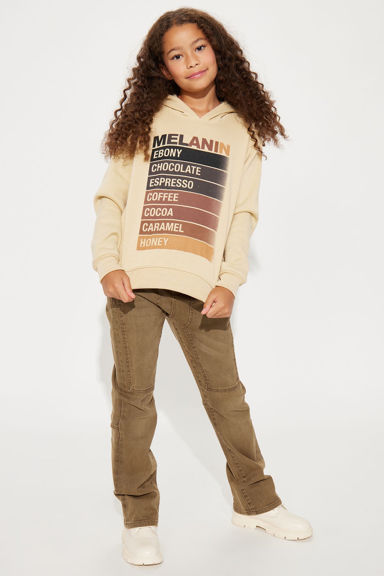 Mini Drippin In Melanin Fleece Hoodie - Sand