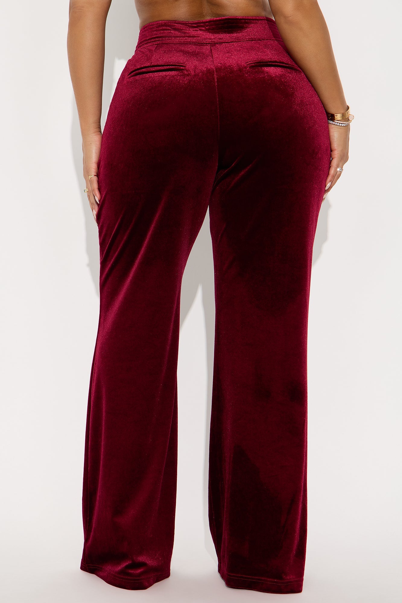 Sugar And Spice Wide Leg Velvet Trouser 31″ - Wine