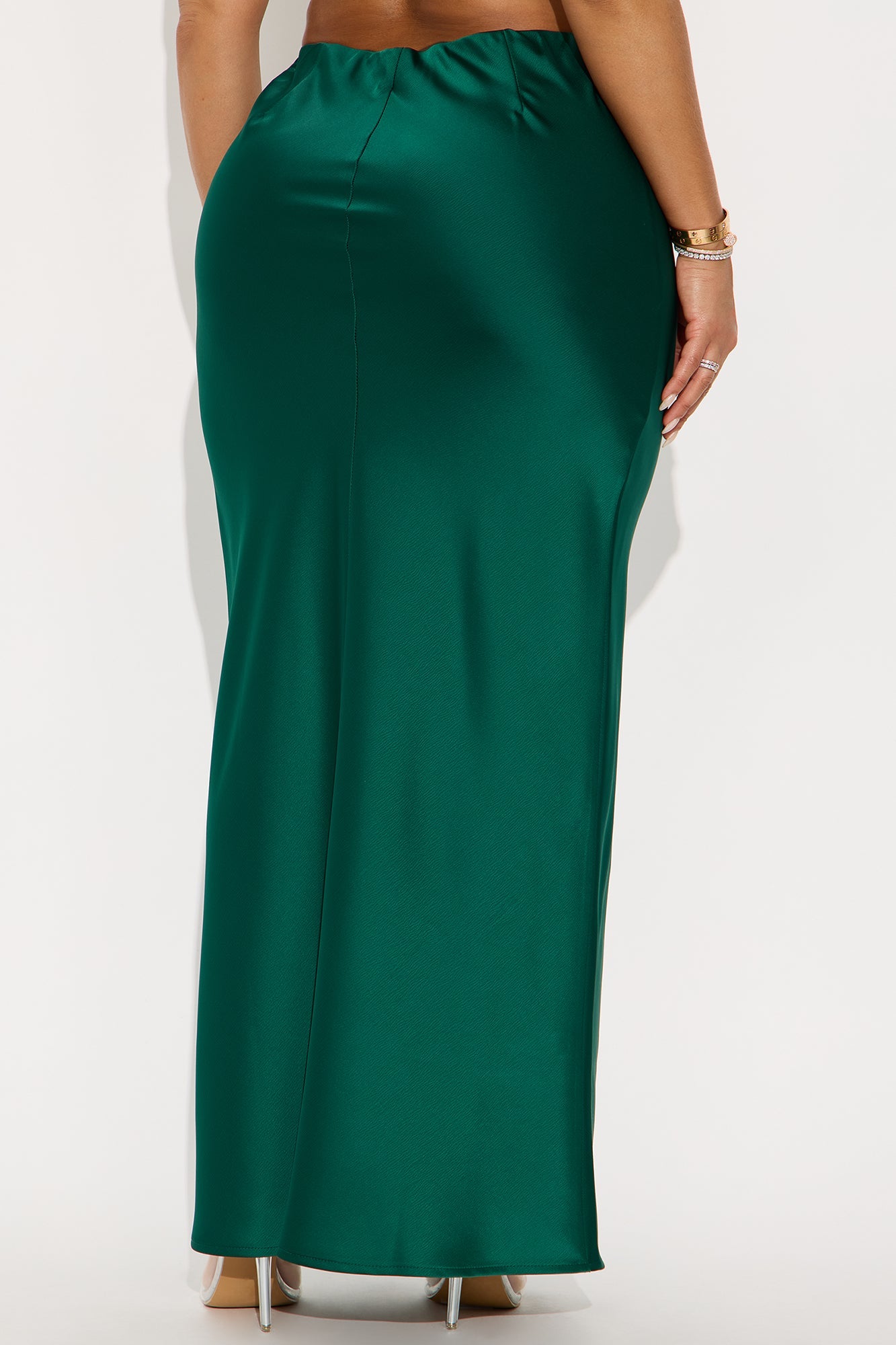 Brunch to GNO Satin Maxi Skirt - Emerald