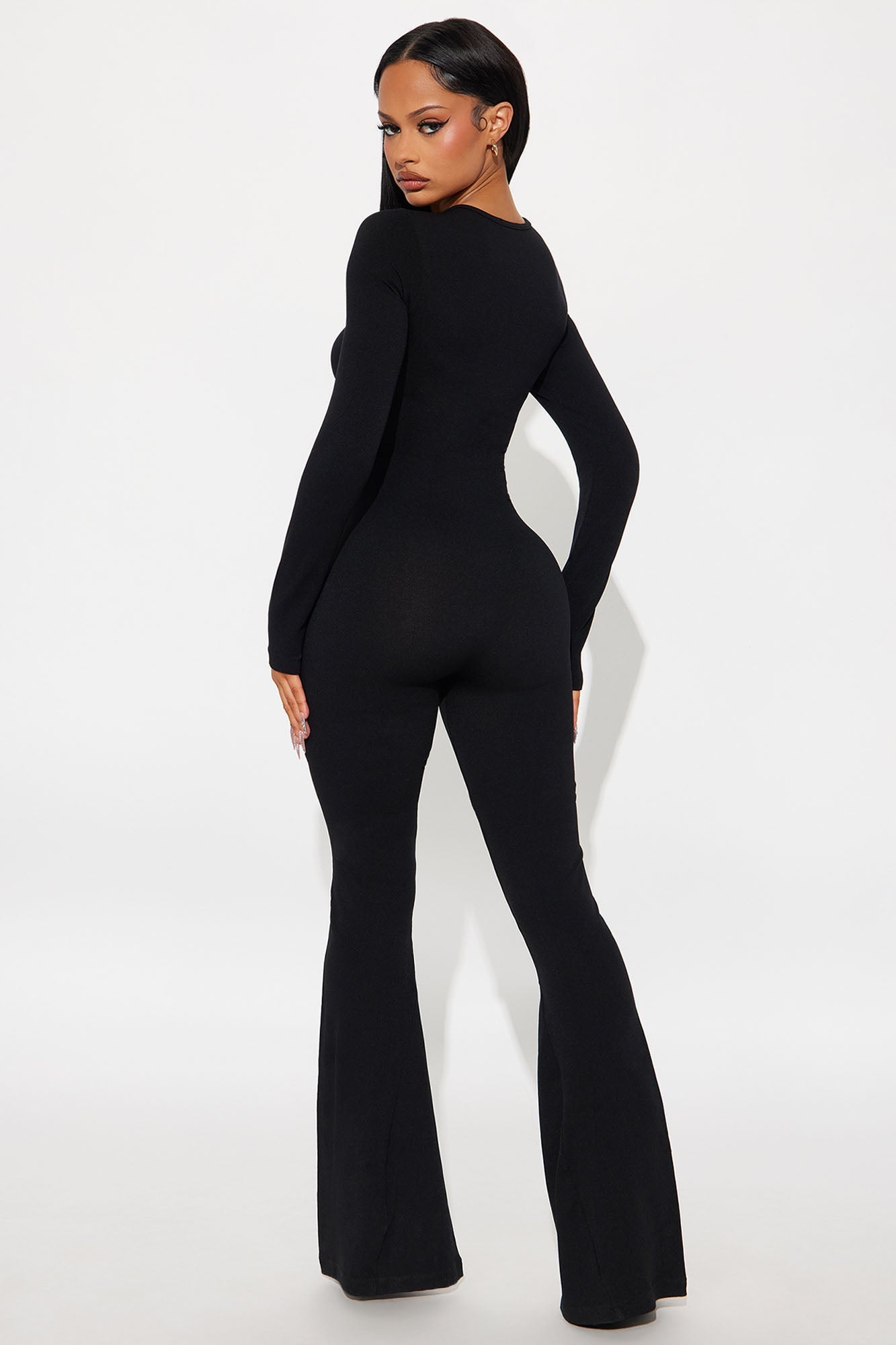 Come With Me Seamless Flare Jumpsuit - Black