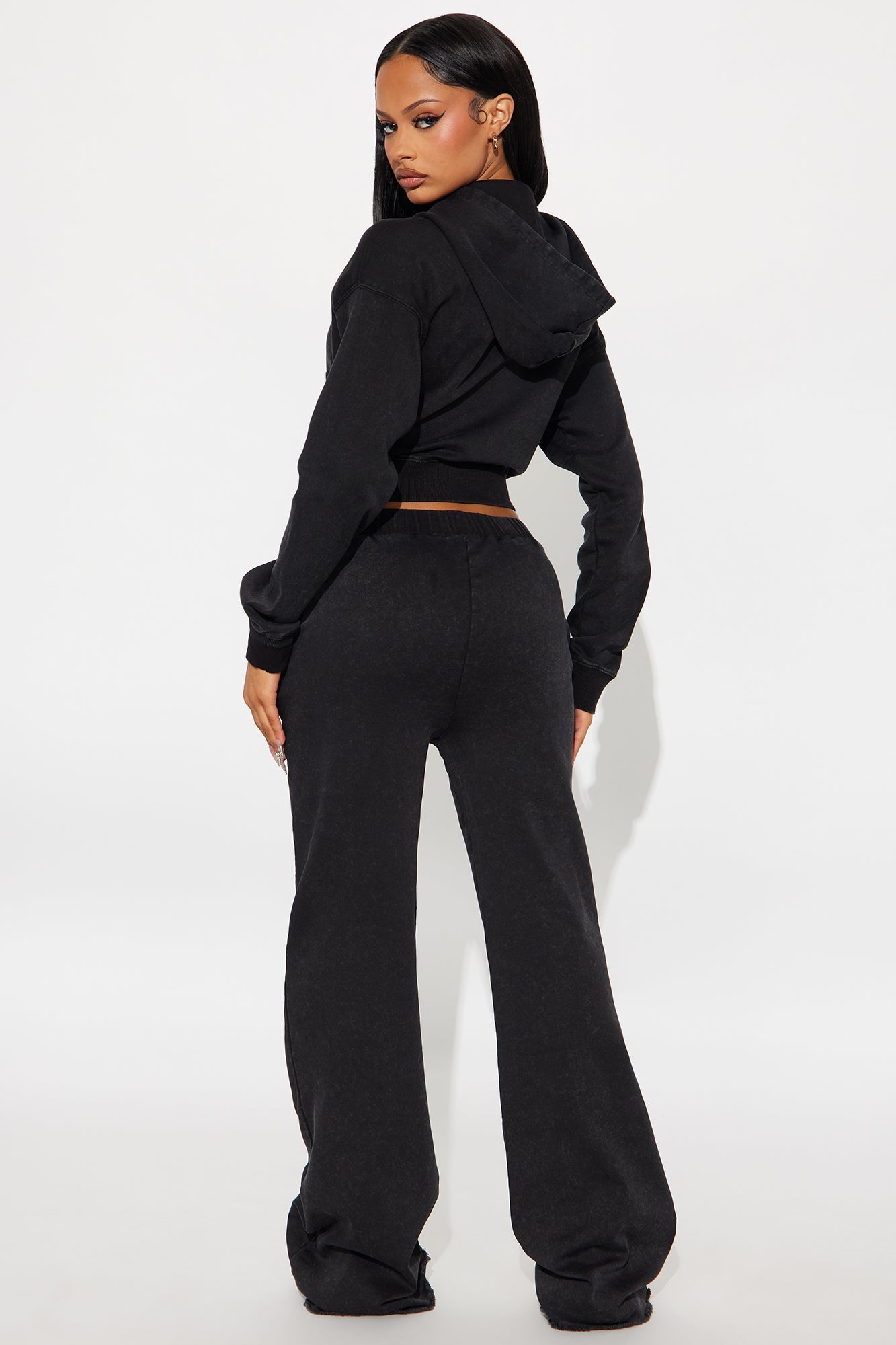 On The Move Washed Denim Pant Set - Black Wash
