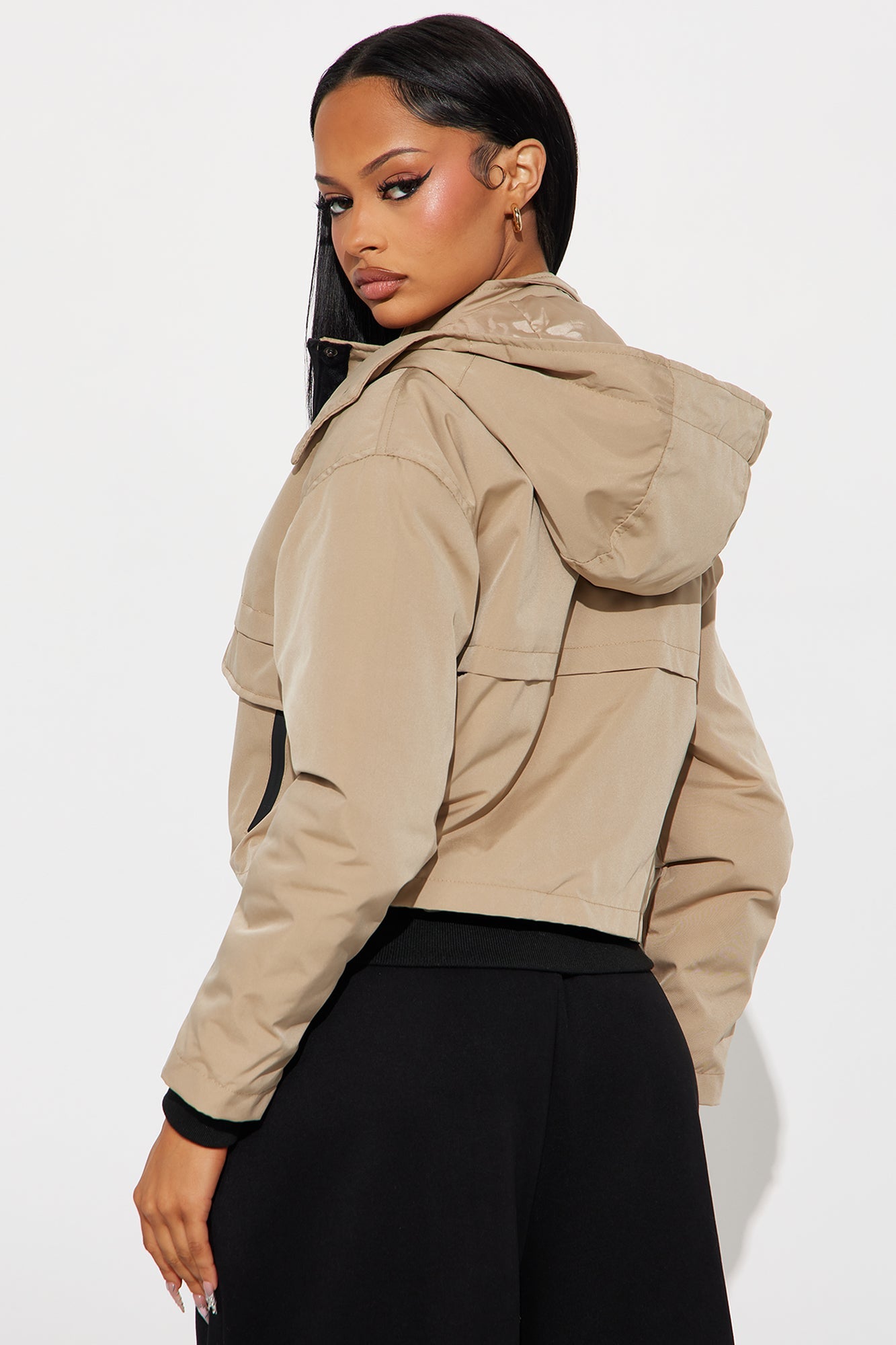 Chill Flex Hooded Nylon Puffer Jacket - Taupe