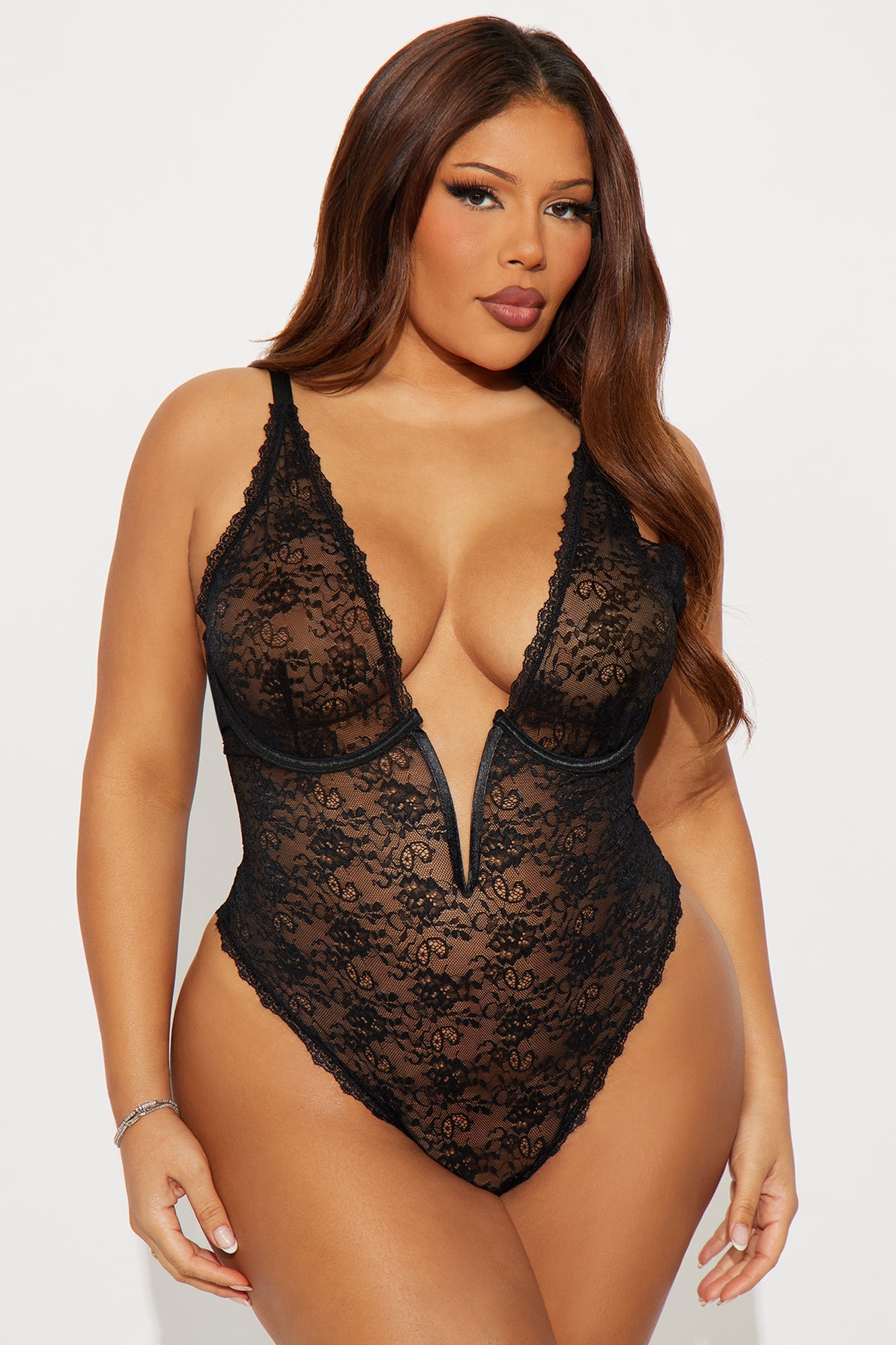 Lace Me Up Underwire Teddy - Black