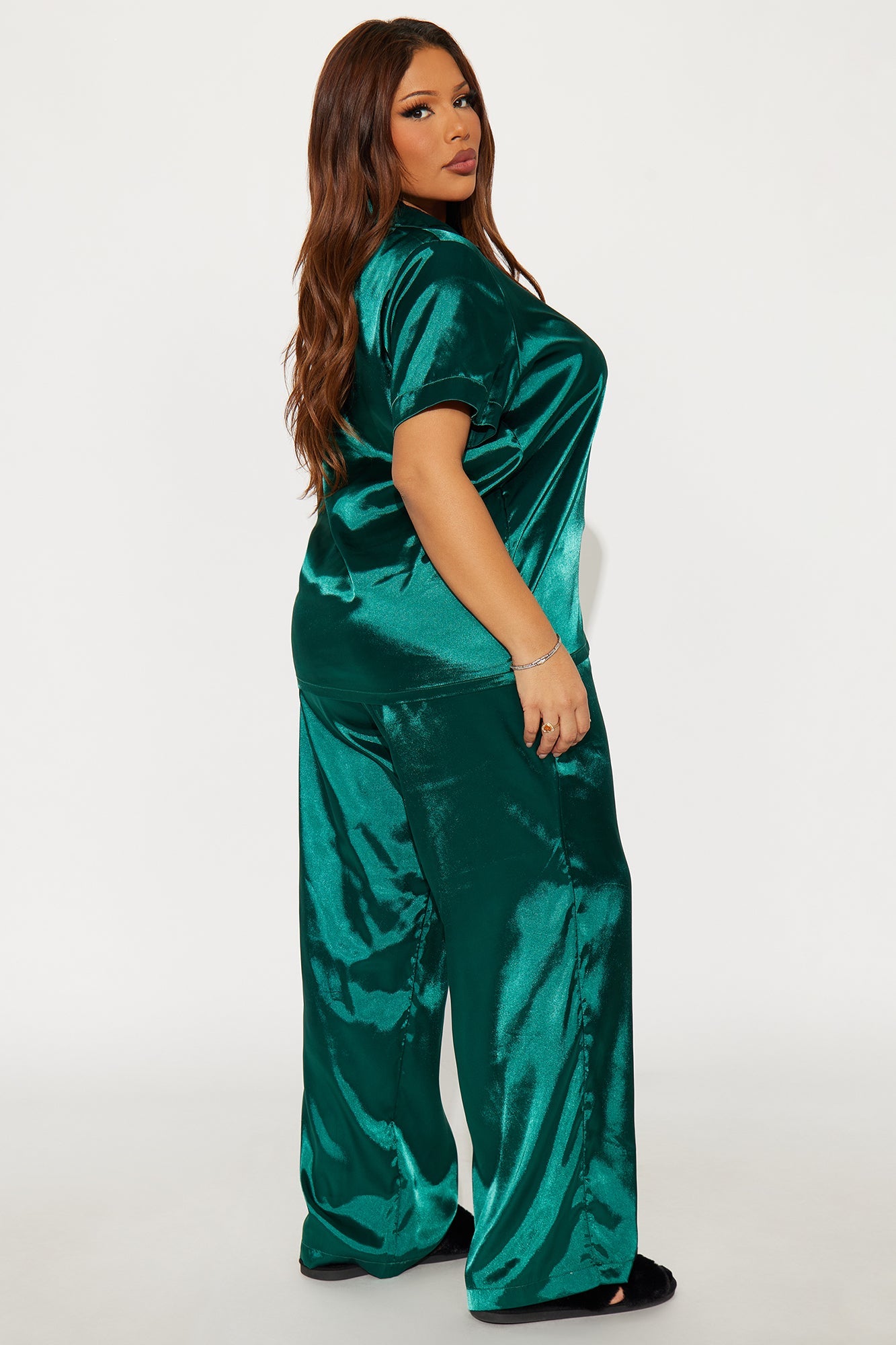 Pillow Fight Satin PJ Pants Set - Hunter