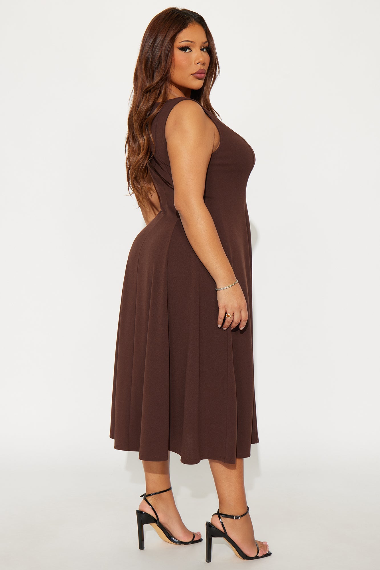 Sweet Sunday Knit Crepe Midi Dress - Chocolate