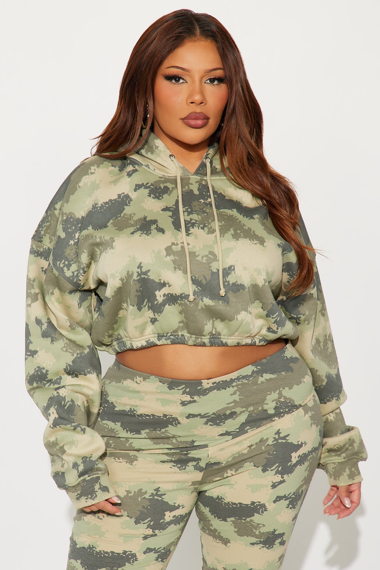 Boy Bye Fleece Camo Flare Leg Pant Set - Olive
