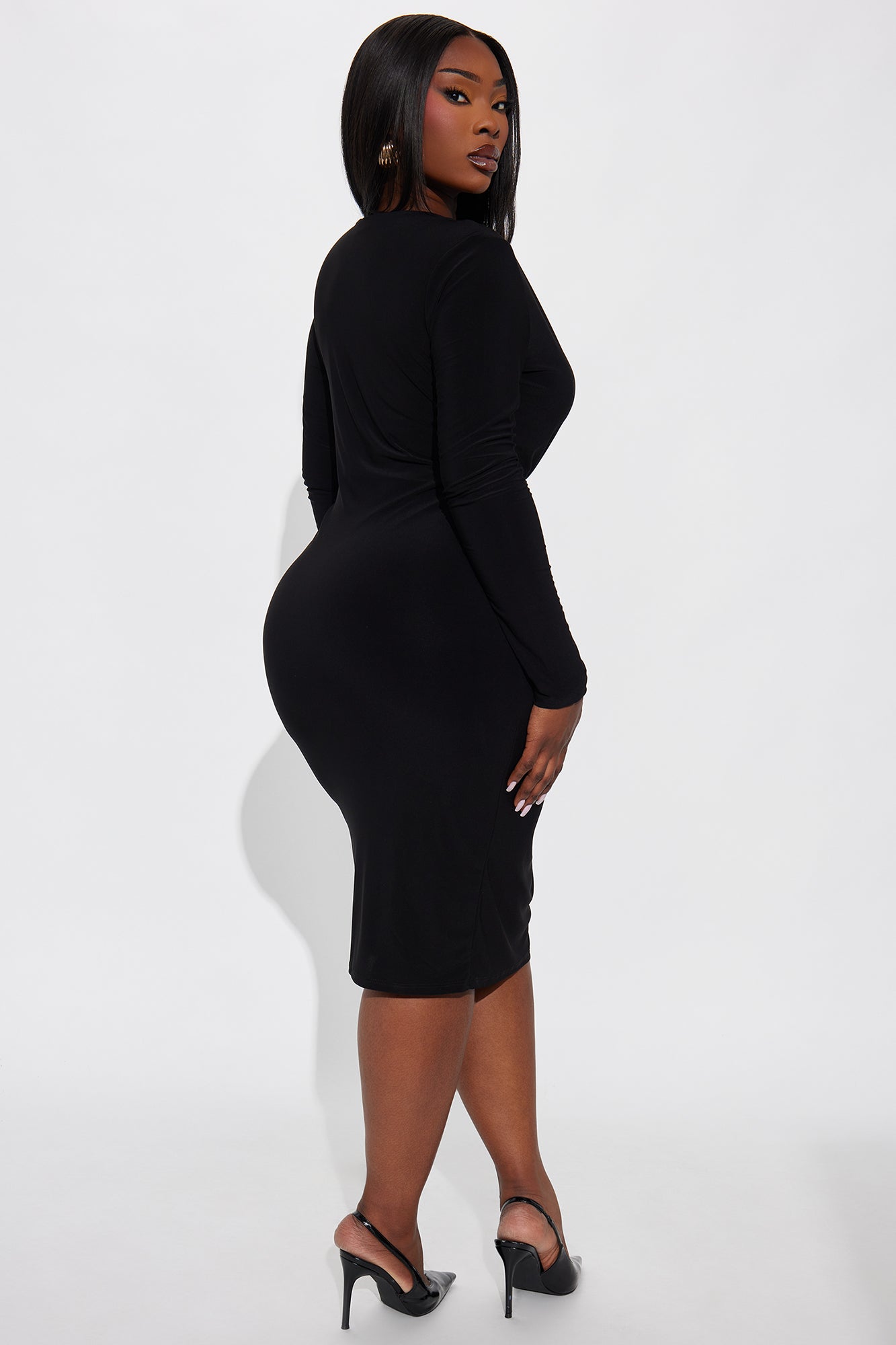 Nora Cut Out Midi Dress - Black