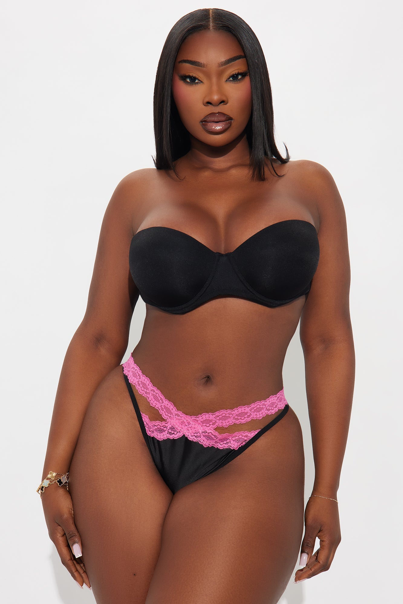 Carmella Lace Bikini Panty - Black/Pink
