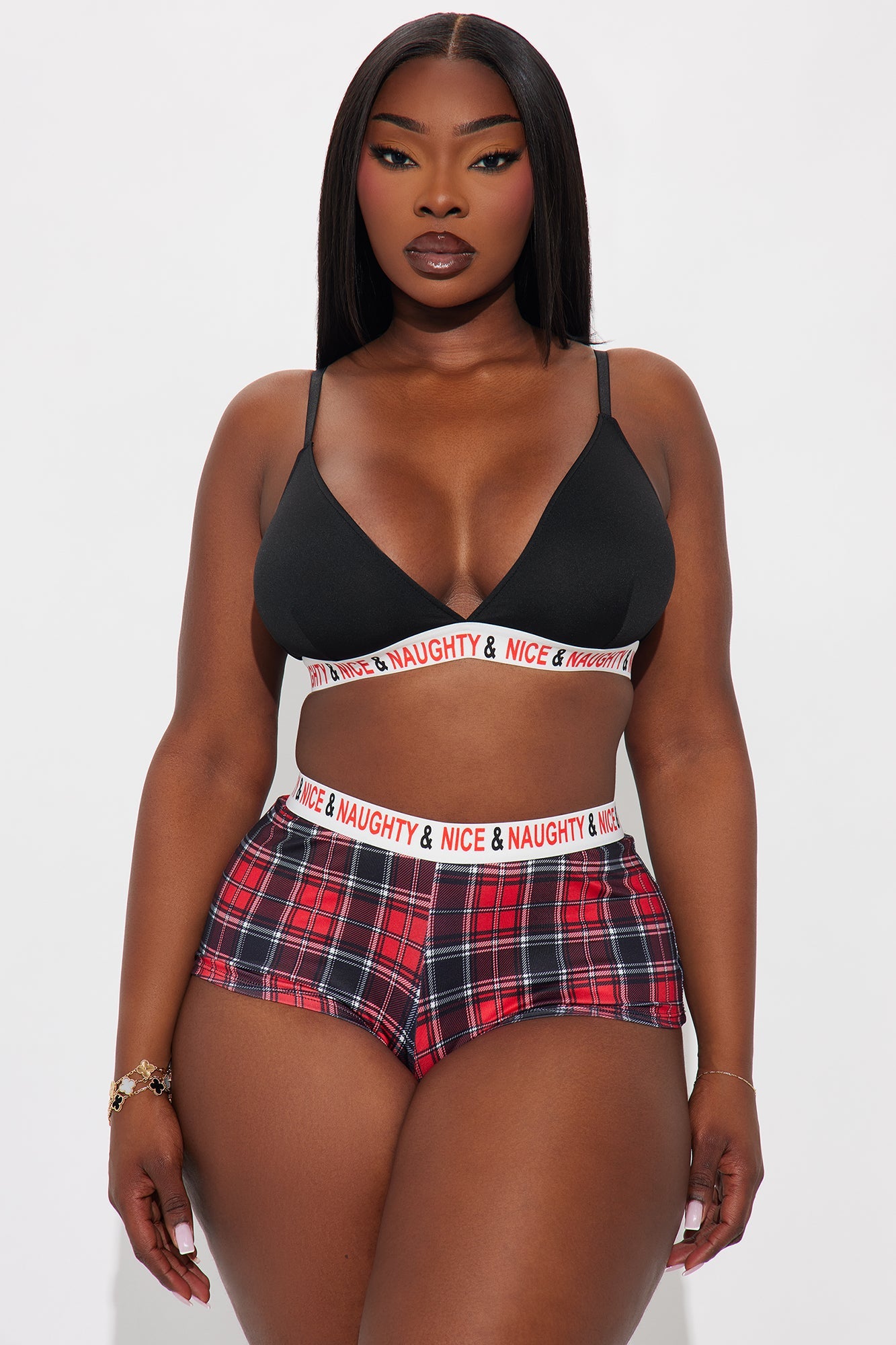 Fireside Flirt 2 Piece Bralette Lounge Set - Black/Red