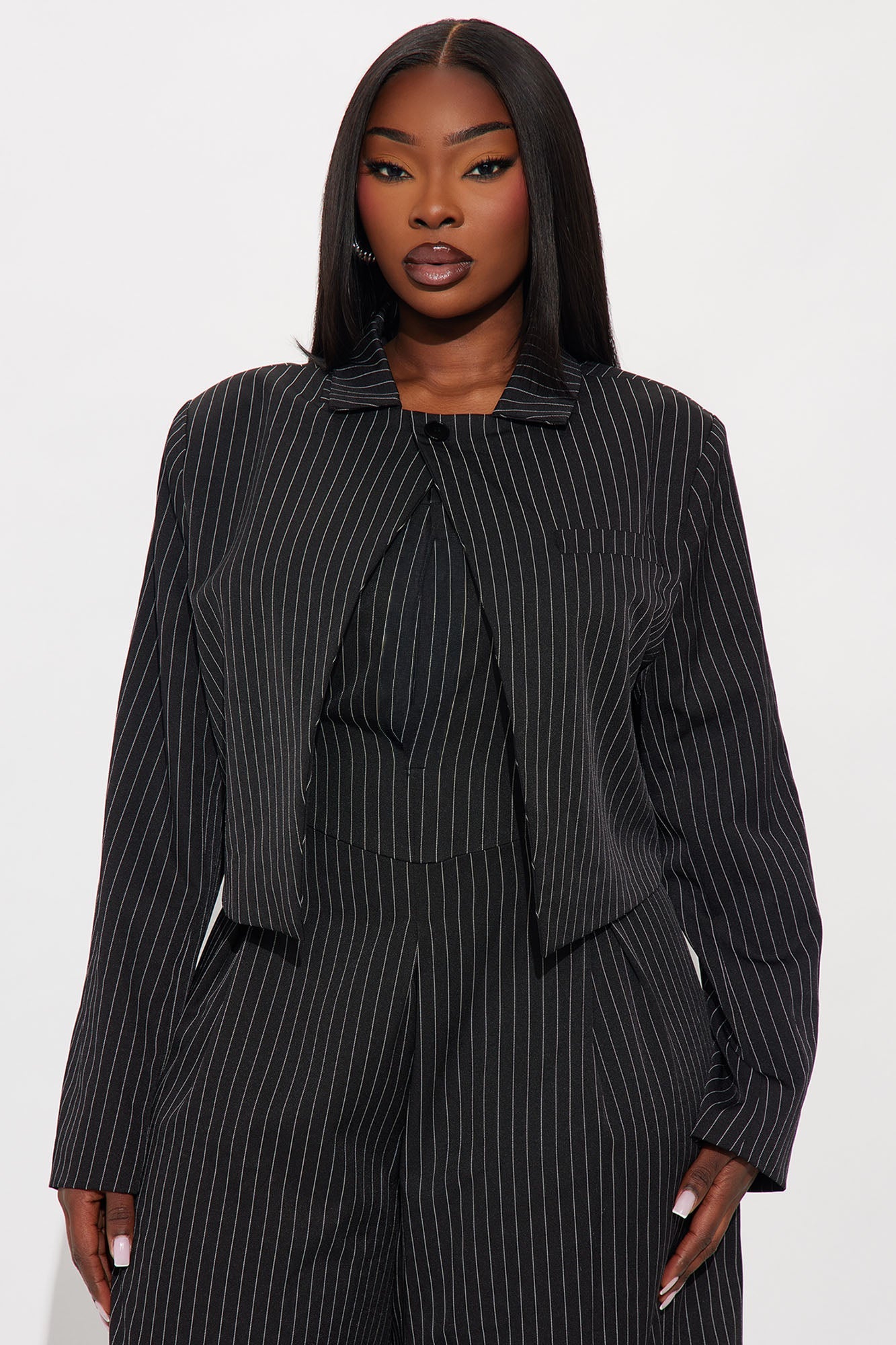 Laurel Pinstripe 2 Piece Jumpsuit - Black/White