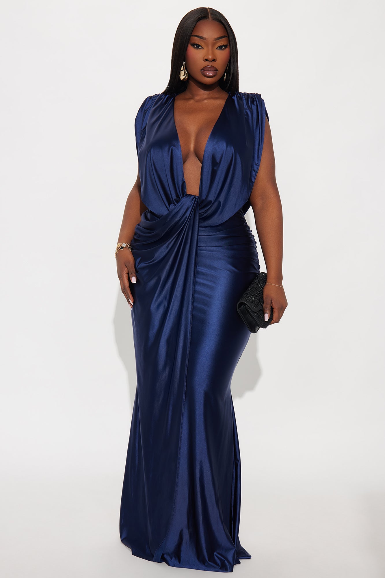 Honest Soul Satin Maxi Gown - Navy
