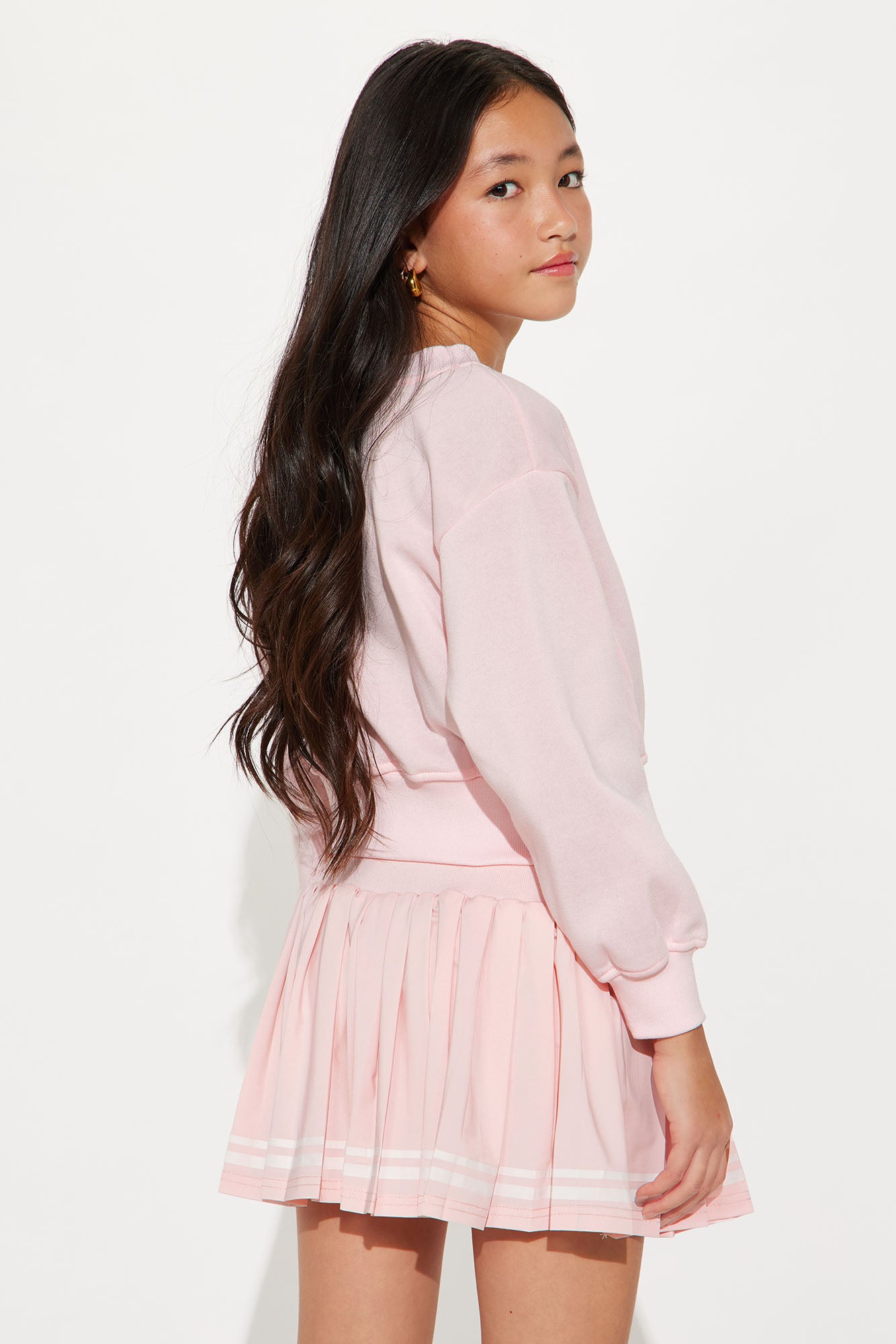 Mini Sporty And Preppy Skirt Set - Pink