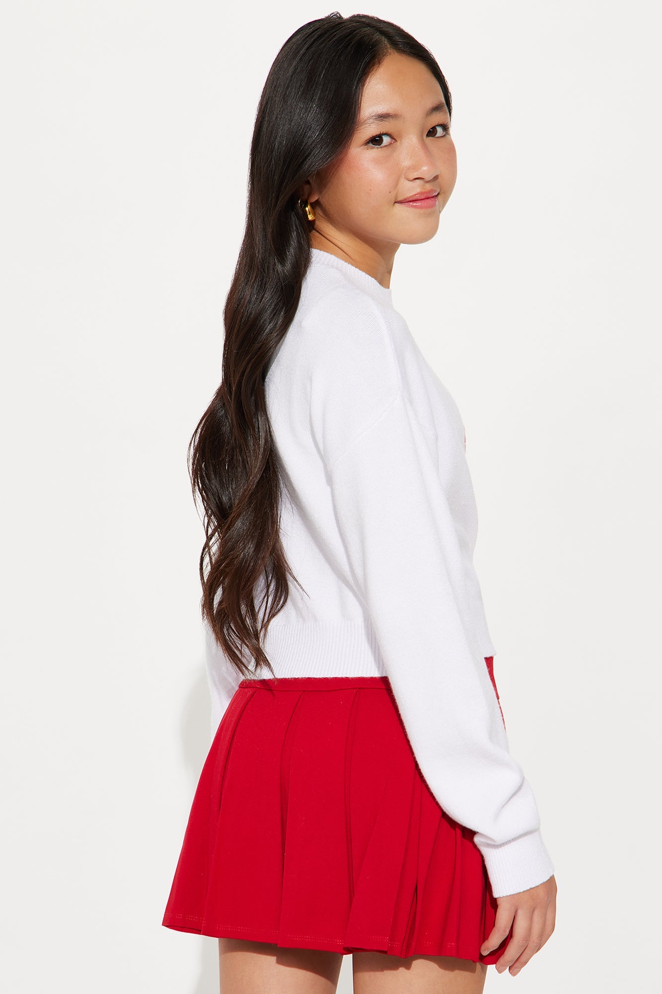 Mini Just A Festive Girl Sweater - White/combo