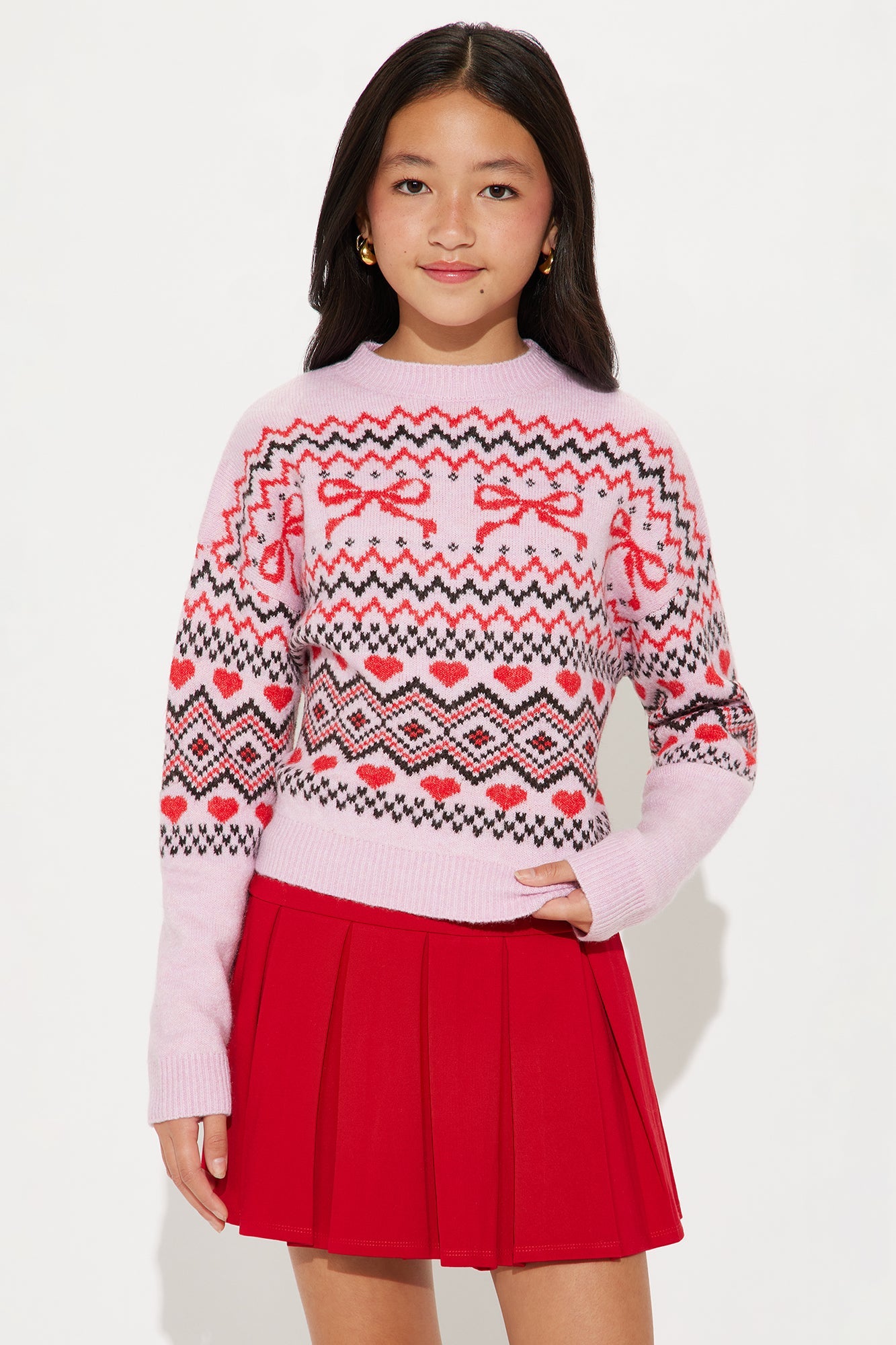 Mini Cotton Candy Fair Isle Sweater - Pink/combo